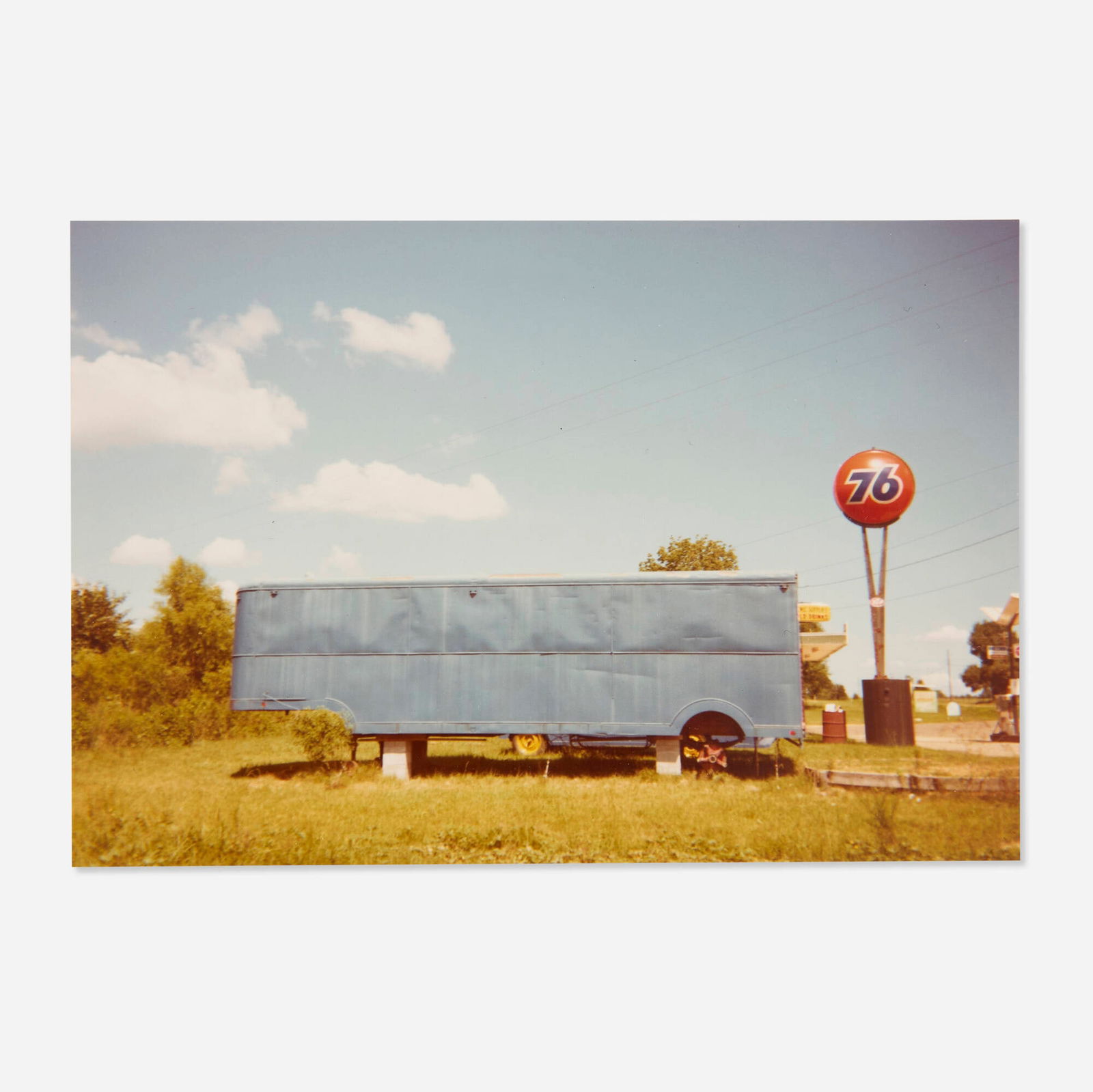 William Christenberry, Blue Trailer, Near Demopolis, Alabama: William Christenberry Blue Trailer, Near Demopolis, Alabama 1977C-print image: 3.375 h x 4.875 w in (9 x 12 cm) sheet: 5 h x 8 w in (13 x 20 cm) Signed, dated and numbered to verso '1/25 Ch
