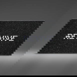 Sylvie Fleury, Revive: Sylvie Fleury Revive 2001polished granite and paint 3.875 h × 5.875 w × 0.75 d in (10 × 15 × 2 cm) Incised title to top 'Revive'. Incised signature, date and number