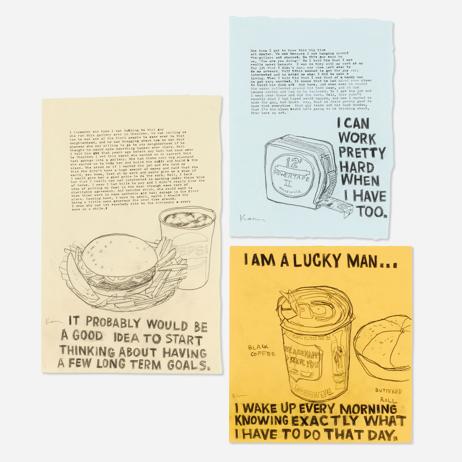 David Kramer, Untitled (three works): David Kramer Untitled (three works) 2003, 2004graphite on paper; graphite and ink on paper 9.375 h × 8.625 w in (24 × 22 cm) 10.5 h × 7.875 w in (27 × 20 cm) 13.125 h