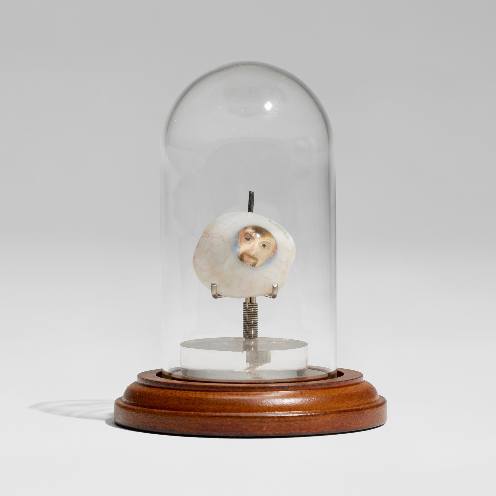 Justin Lieberman, The Asset (Self-Portrait): Justin Lieberman The Asset (Self-Portrait) 2004acrylic, glass, wood, aluminum 4 h × 3 dia in (10 × 8 cm) Inscribed to upper edge of glass eye ‘LI003’. Pro