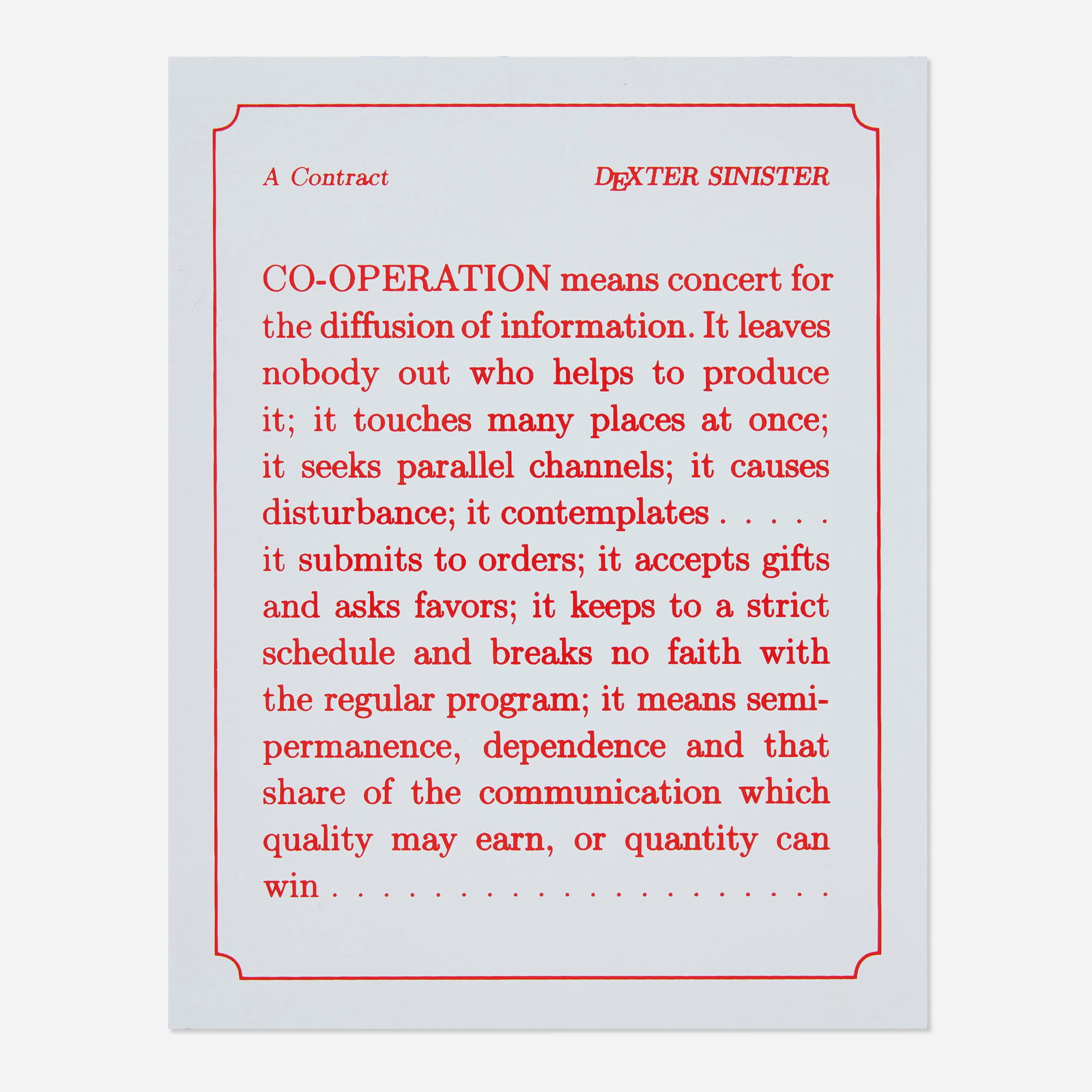 Dexter Sinister, Monument to Co-operation (1 of 2)