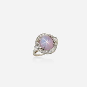 Art Deco, Star sapphire, diamond, and platinum ring (1 of 2)