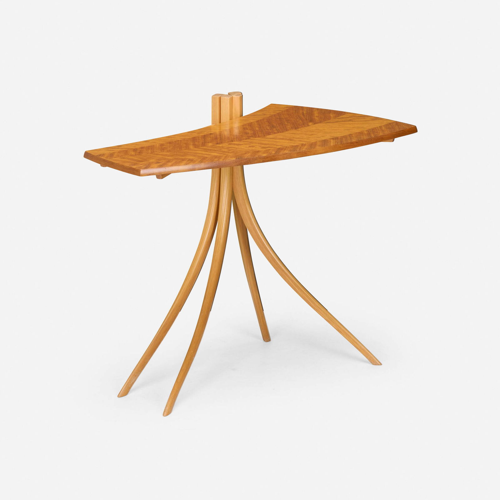 Jere Osgood, Layton II occasional table: Jere Osgood Layton II occasional table USA, 1996padauk, ash 25.5 h x 29.5 w x 17 d in (65 x 75 x 43 cm) Carved signature, title, and date to underside 'Layton II Jere Osgood Wilton New Hampshi