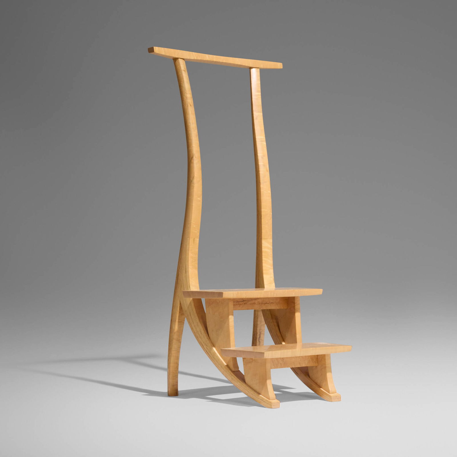 Jere Osgood, Library ladder: Jere Osgood Library ladder USA, 1991curly maple 53.5 h x 22.25 w x 25 d in (136 x 57 x 63 cm) Incised signature and date to underside 'Jere Osgood Wilton NH 1991'. Provenance:</