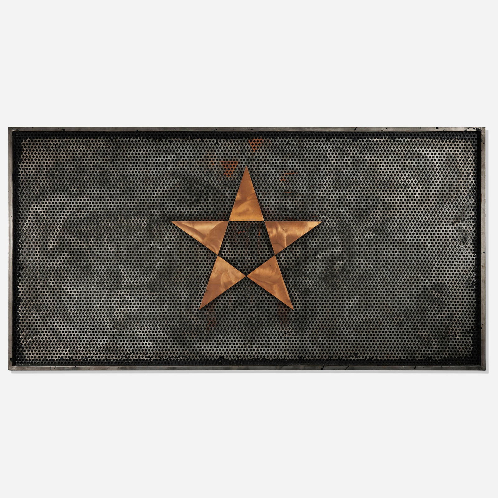 Gilberto Zorio, Stella: Gilberto Zorio Stella 1990steel, copper, resin 40.25 h x 78.75 w in (102 x 200 cm) Signed, titled, dated and inscribed to verso 'G. Zorio 90 Stella Rame Ferro Resina'. Provenanc