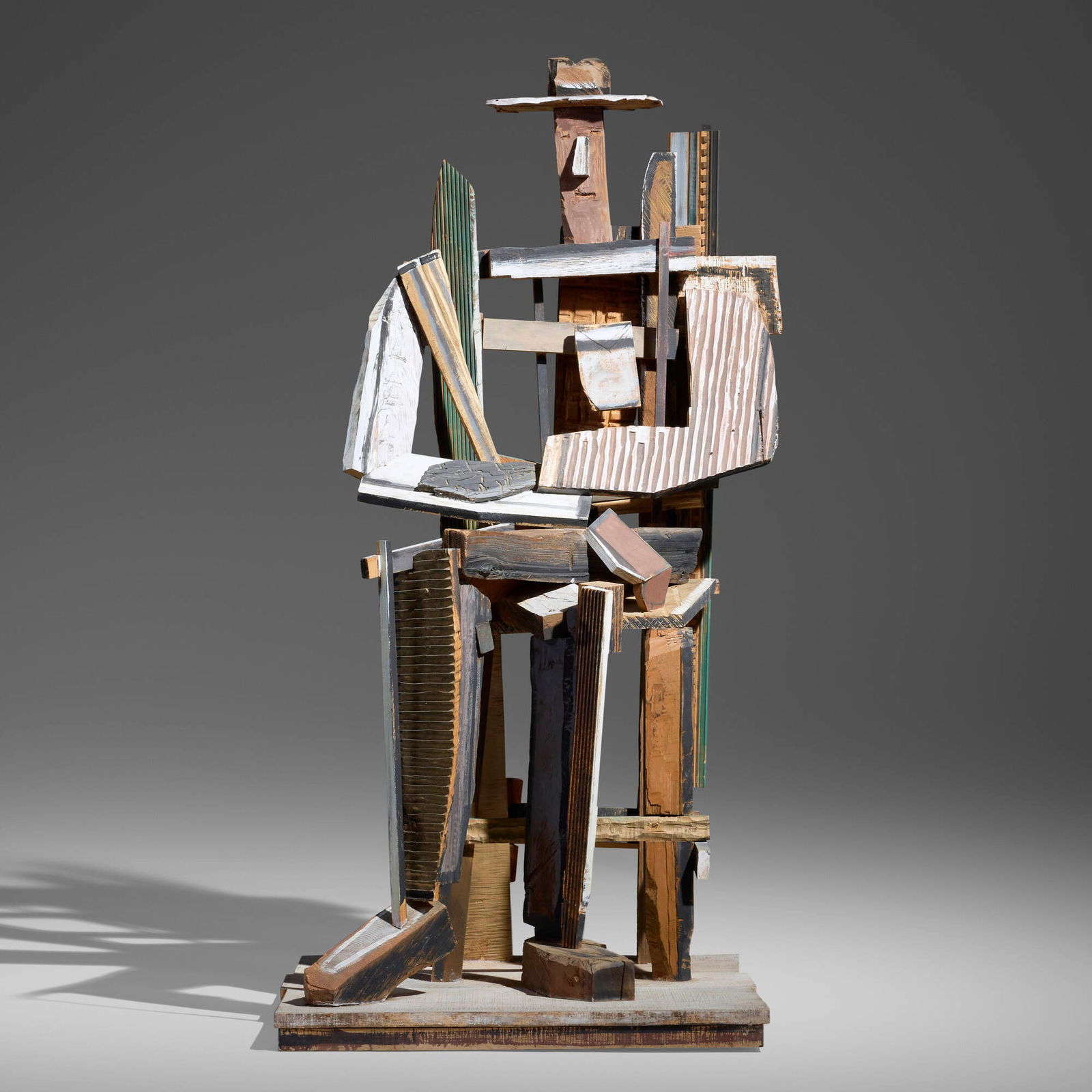 David Bates, Seated Man #3: David Bates Seated Man #3 1995painted found wood assemblage 72 h x 38 w x 39.75 d in (183 x 97 x 101 cm) Signed and inscribed to underside '525 Bates'. Provenance: Char