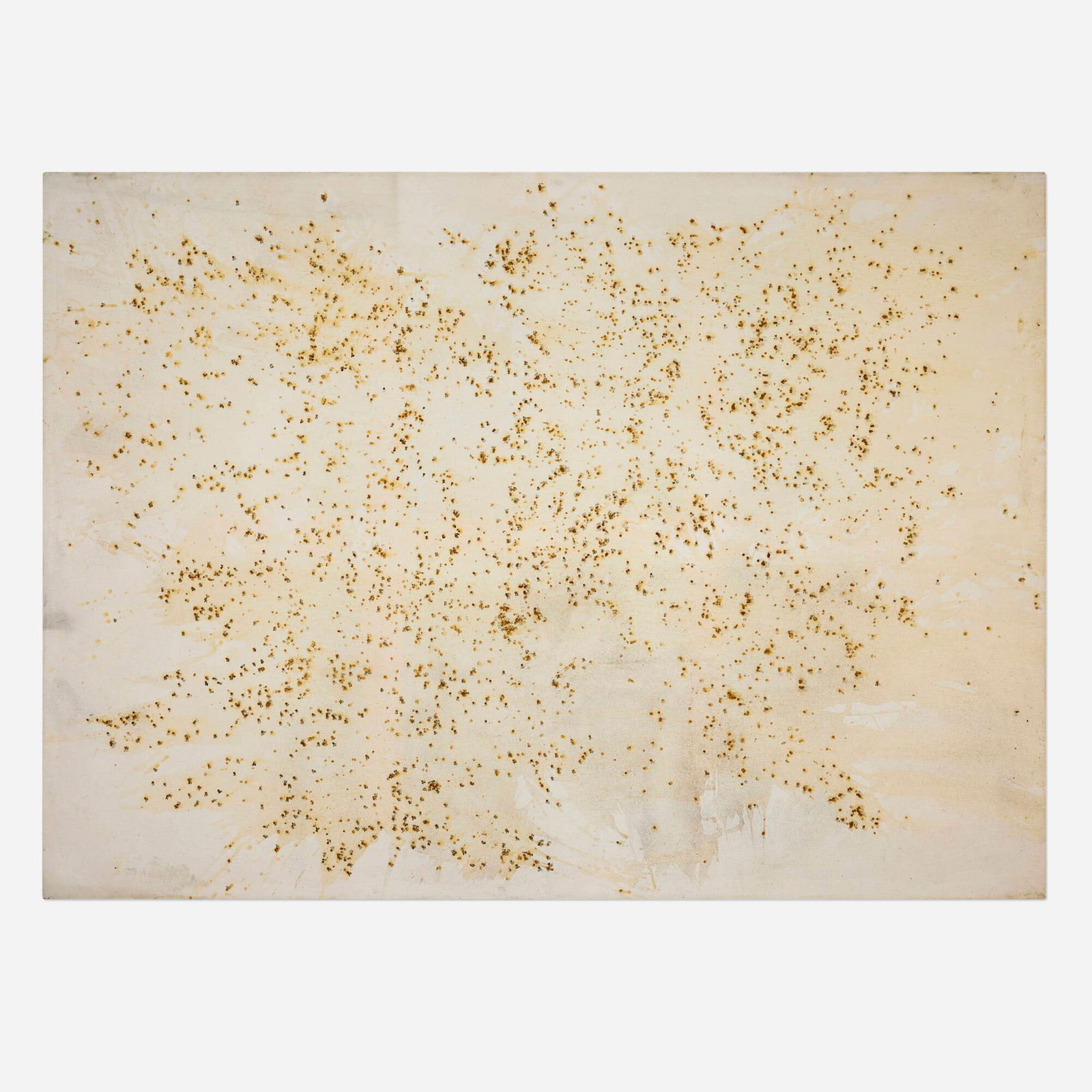 Georg Herold, Untitled: Georg Herold Untitled 1990caviar, acrylic, lacquer, felt pen and pencil on canvas 51.125 h x 70.75 w x 1 d in (130 x 180 x 3 cm) Provenance: Estate of Robbin Lockett, Chicago