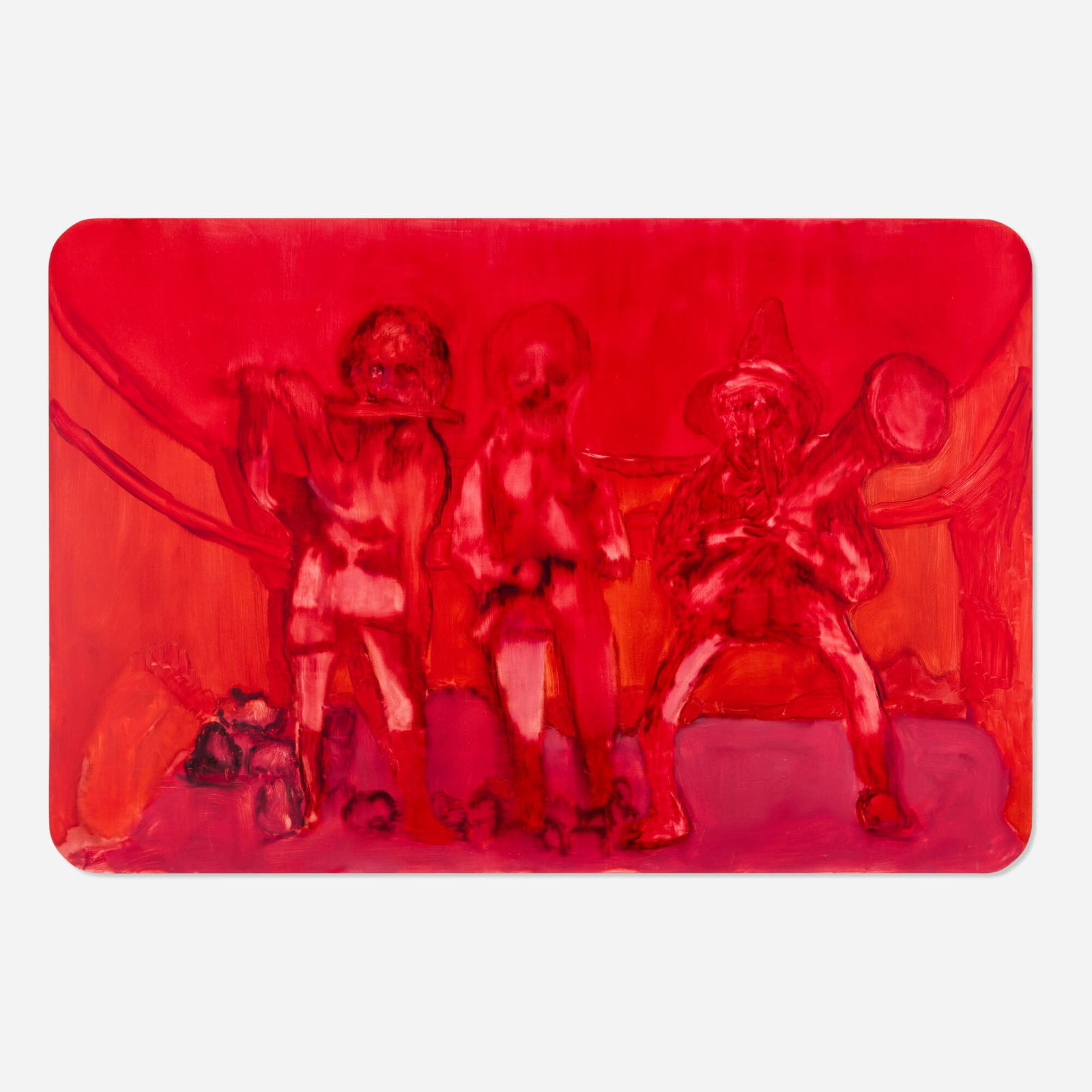 Alessandro Pessoli, Annunciatori: Alessandro Pessoli Annunciatori 2005-06oil, enamel and spray paint on aluminum 39.375 h x 59 w in (100 x 150 cm) Signed, titled and dated to verso 'Annunciatori Alessandro Pessoli 2006'.