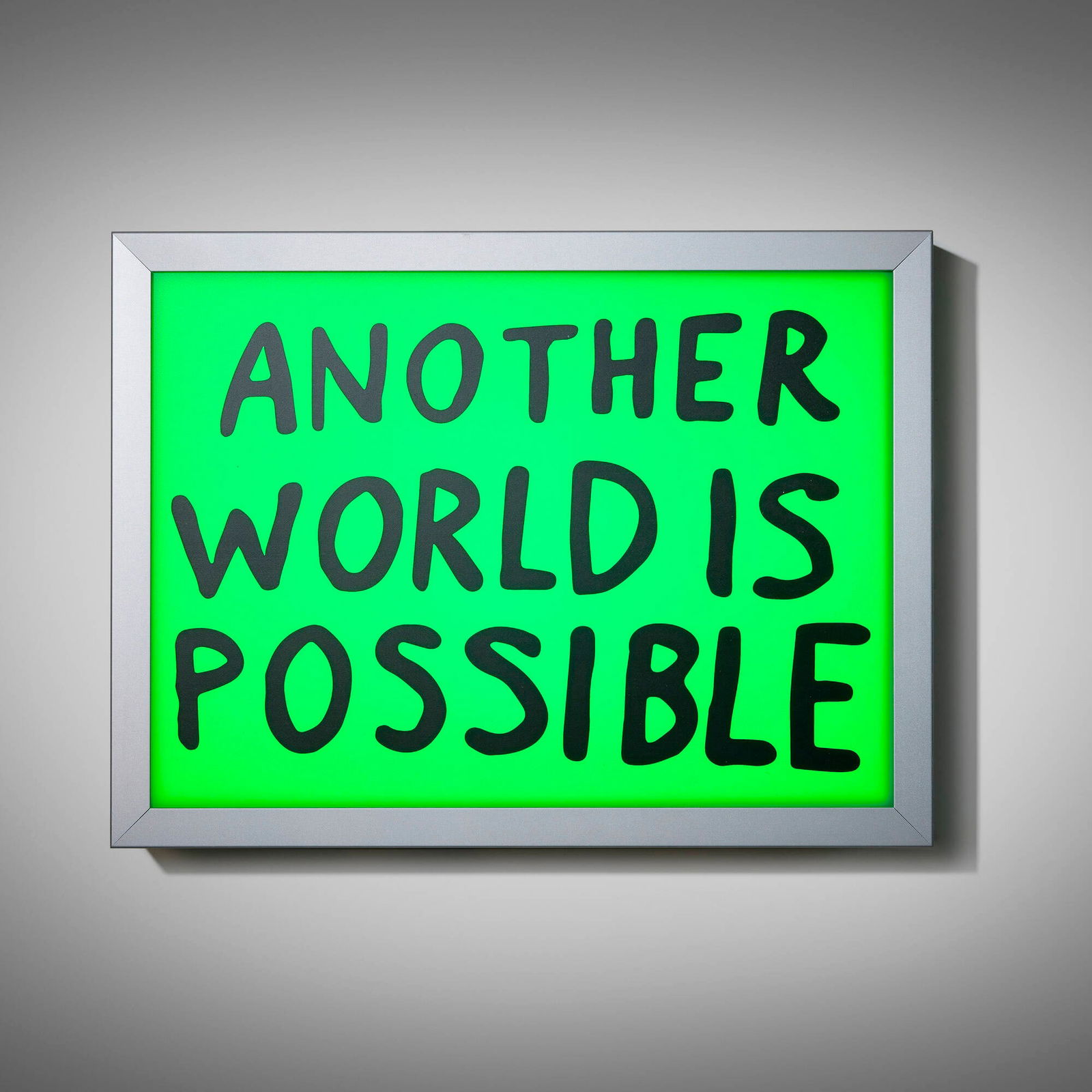 Sam Durant, Another World is Possible: Sam Durant Another World is Possible 2022screenprint on translucent film, lightbox 11.875 h x 15.75 w x 3.125 d in (30 x 40 x 8 cm) Signed and numbered to studio label to verso '25/25 Sam Dura