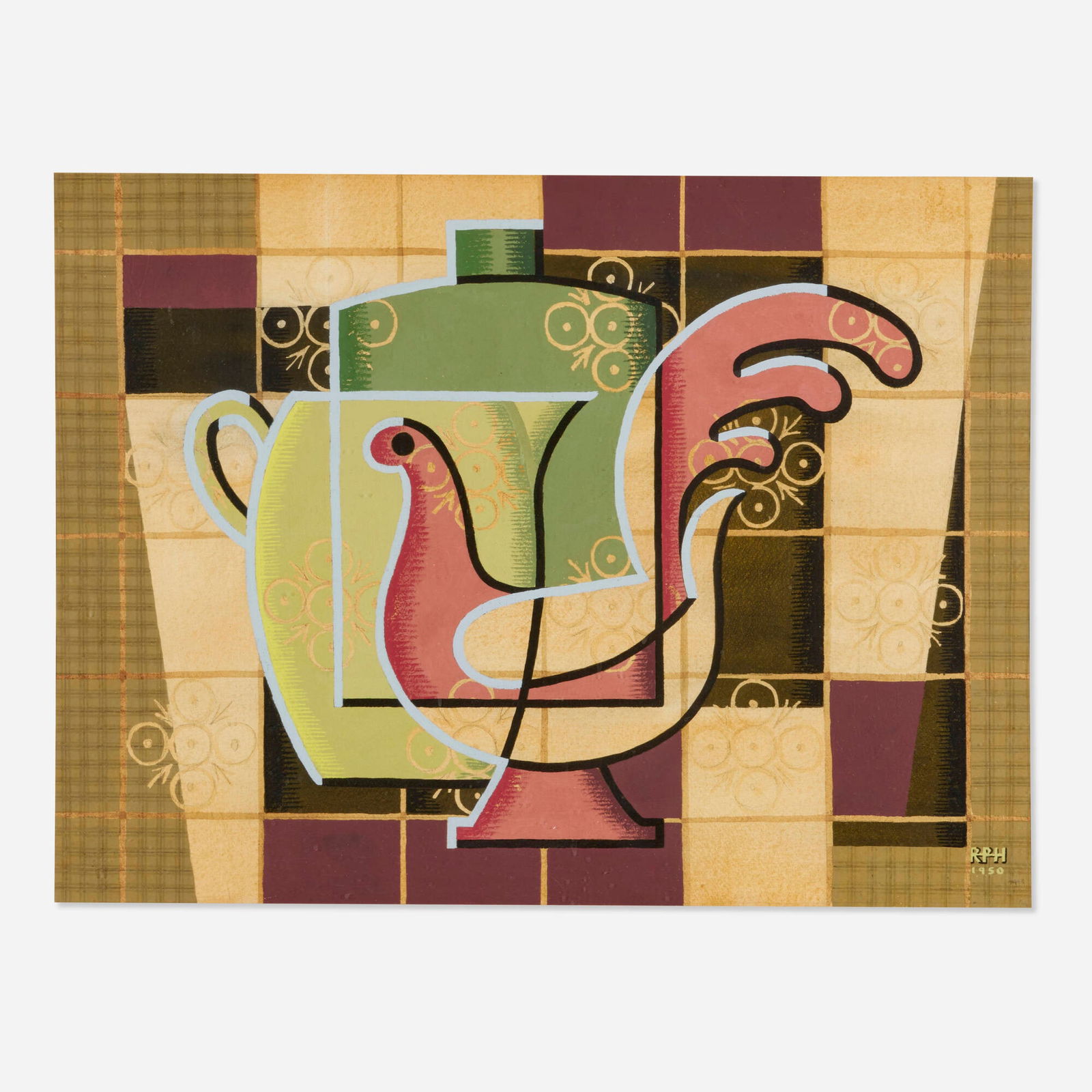 Richard Peter Hoffman, Grandmother's Kitchen, August: Richard Peter Hoffman Grandmother's Kitchen, August 1950watercolor, casein and ink on paper sight: 20.625 h x 27.625 w in (52 x 70 cm) Signed and dated to lower right 'RPH 1950'.