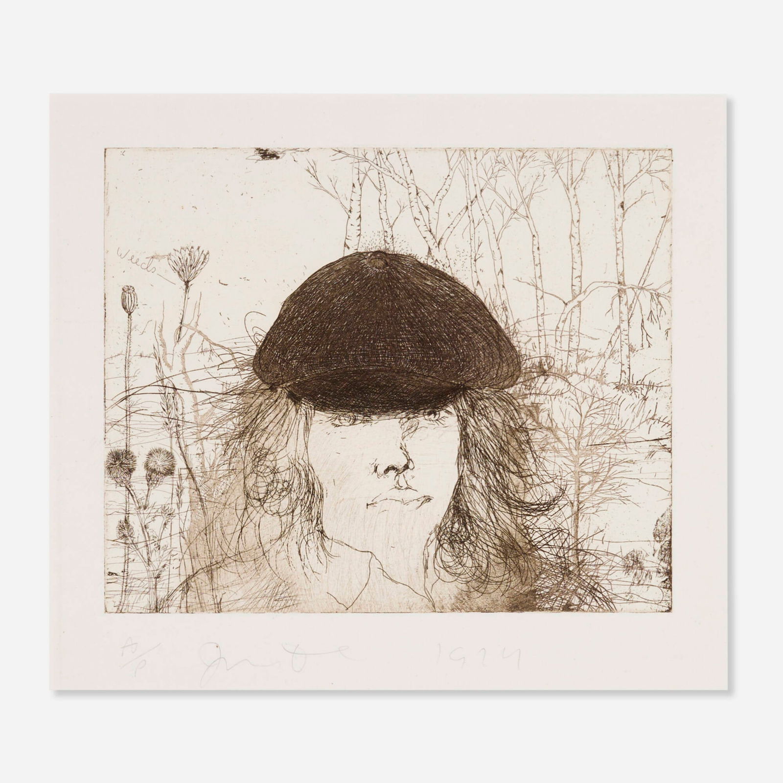 Jim Dine, Self-Portrait with a Flat Cap (weeds) (1 of 3)