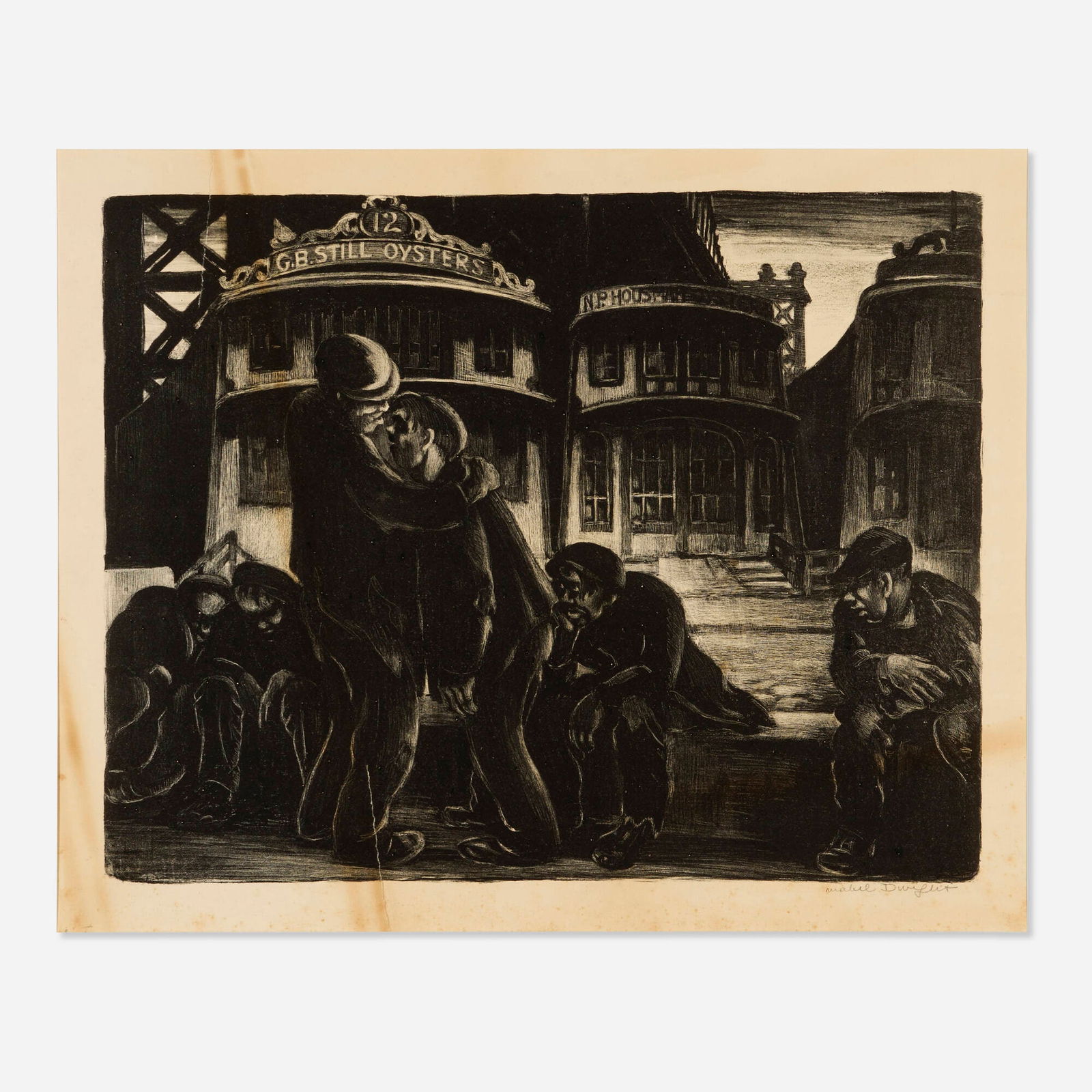 Mabel Dwight, Derelicts: Mabel Dwight Derelicts 1931lithograph image: 9.75 h x 12.375 w in (25 x 31 cm) sight: 11 h x 13.625 w in (28 x 35 cm) Signed to lower right 'Mabel Dwight'. This work is from the edition of