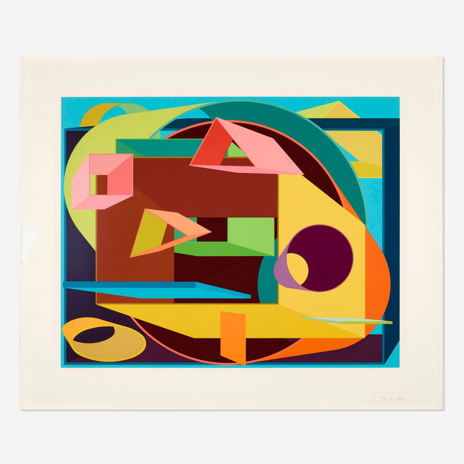 Al Held, Scholes II: Al Held Scholes II 1991screenprint in colors image: 23.25 h x 29 w in (59 x 74 cm) sight: 24.25 h x 30 w in (62 x 76 cm) Signed and numbered to lower edge '24/80 Al Held'. This work is numb