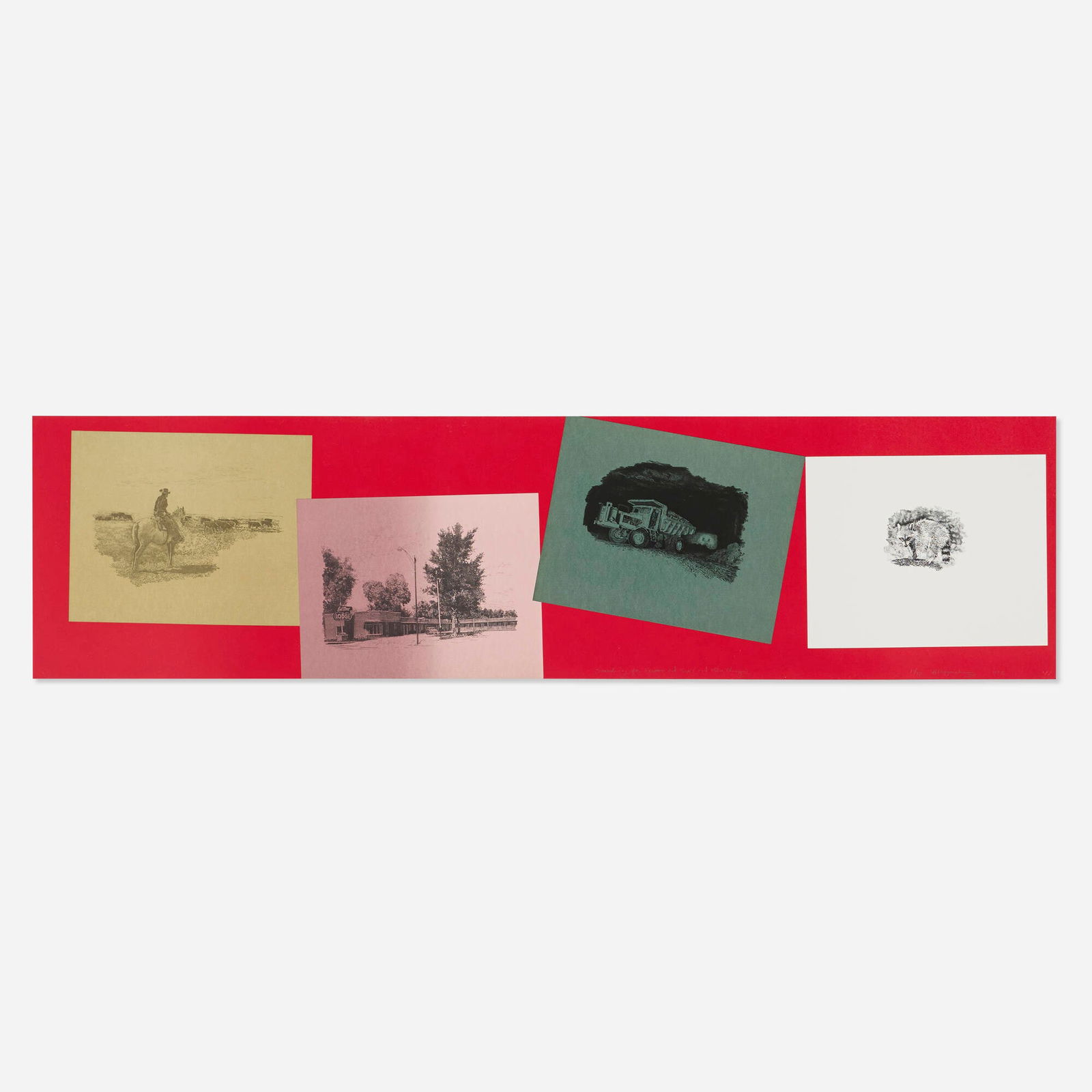 Allen Ruppersberg, Searching for Passion and Sex (and Other Things): Allen Ruppersberg Searching for Passion and Sex (and Other Things) 1982screenprint in colors 21 h x 81.5 w in (53 x 207 cm) Signed, titled, dated and numbered to lower edge 'Searching for Pass