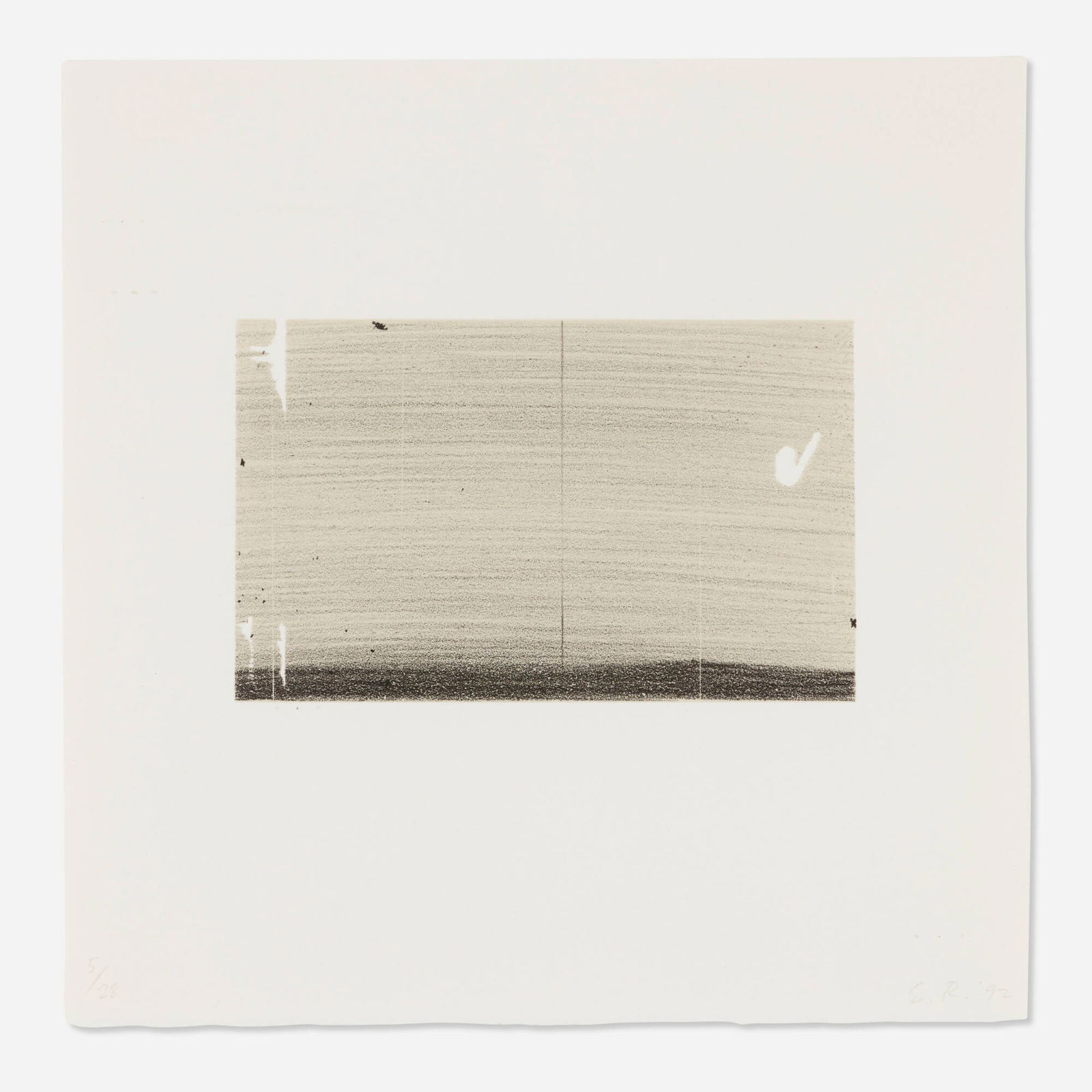 Ed Ruscha, Openscape (from the Cameo Cuts portfolio): Ed Ruscha Openscape (from the Cameo Cuts portfolio) 1992lithograph in colors image: 4.75 h x 7.625 w in (12 x 19 cm) sheet: 12 h x 12 w in (30 x 30 cm) Signed, dated and numbered to lower e