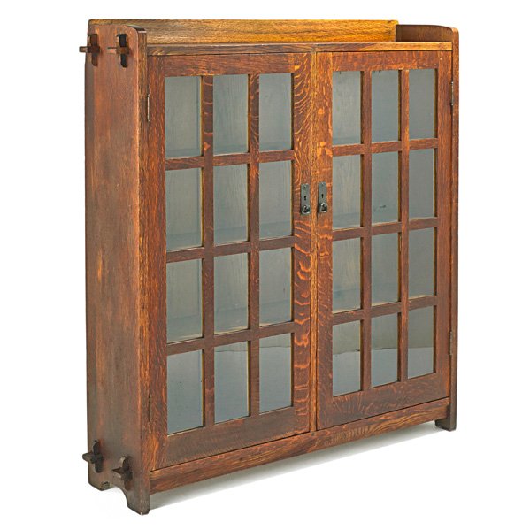 L. & J.G. STICKLEY Double-door bookcase: L. & J.G. STICKLEY Double-door bookcase (no. 645), Fayetteville, NY, 1912-16; Unmarked; 55 1/4" x 52" x 12"