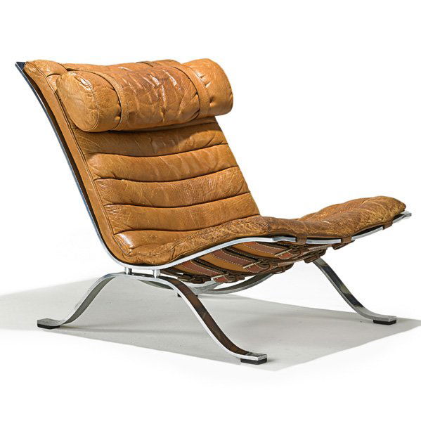 ARNE NORELL; ANEBY Ari lounge chair: ARNE NORELL ANEBY Ari lounge chair, Sweden, 1960s; Leather, chromed steel; Unmarked; 30" x 25 1/2" x 39"