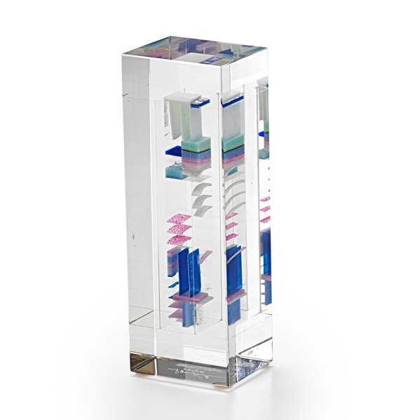 JON KUHN Glass sculpture: JON KUHN (b. 1949) Untitled glass sculpture, Winston-Salem, NC, 1988; Signed and dated; 5 1/2" x 2" x 1 1/2"