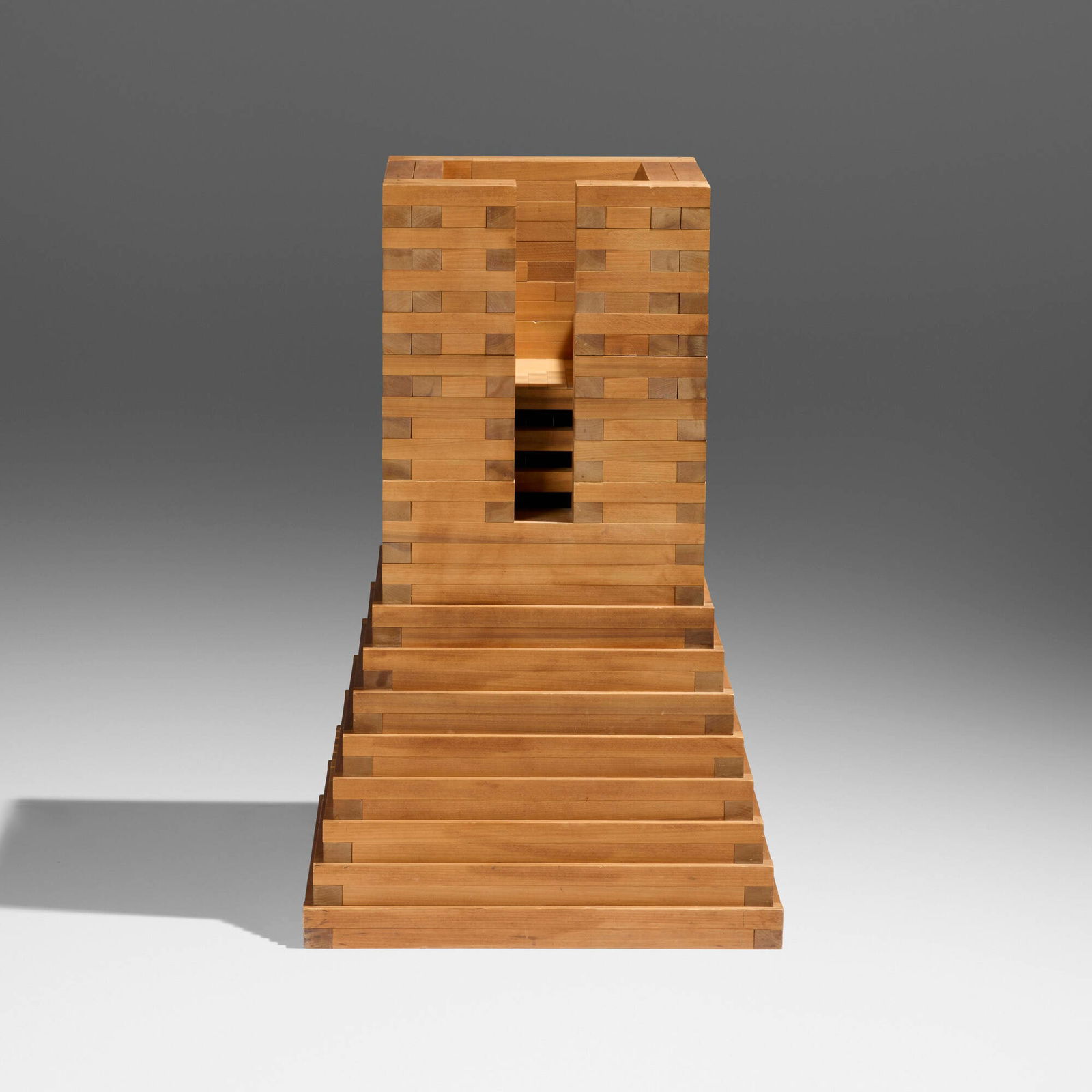 Jackie Ferrara, 274 Amyzip (sculpture and drawing): Jackie Ferrara 274 Amyzip (sculpture and drawing) 1984stained poplar; colored pencil and ink on graph paper sculpture: 39 h x 25 w x 25 d in (99 x 63 x 63 cm) drawing (sight): 16.25 h x 21 w x 37.