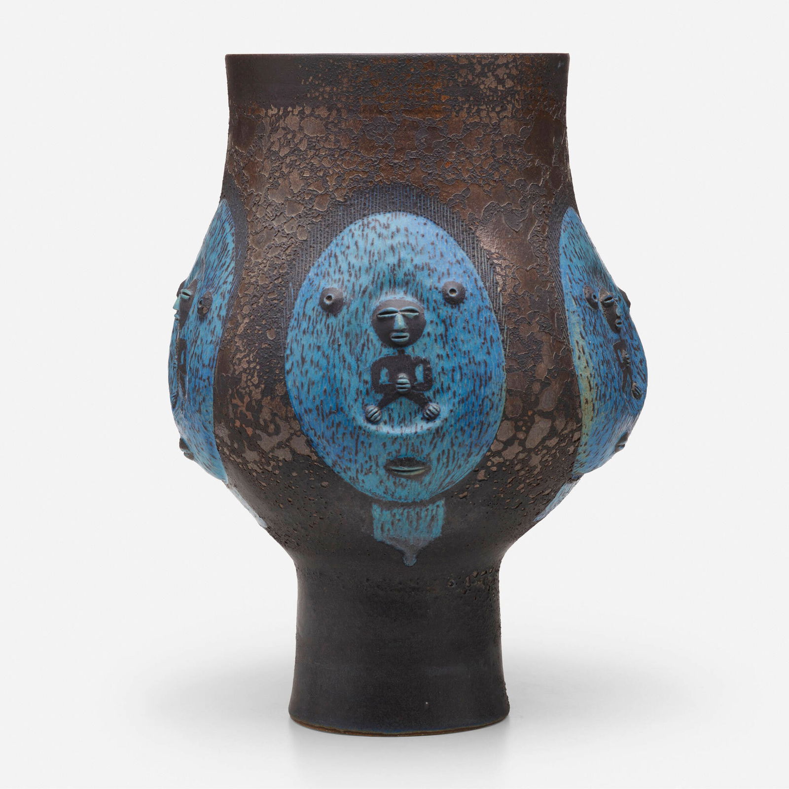 Edwin and Mary Scheier, Early and Monumental chalice form: Edwin and Mary Scheier Early and Monumental chalice form 1966glazed stoneware 19.5 h x 14 dia in (50 x 36 cm) Incised signature and date to underside 'Scheier 66'. Provenance:</