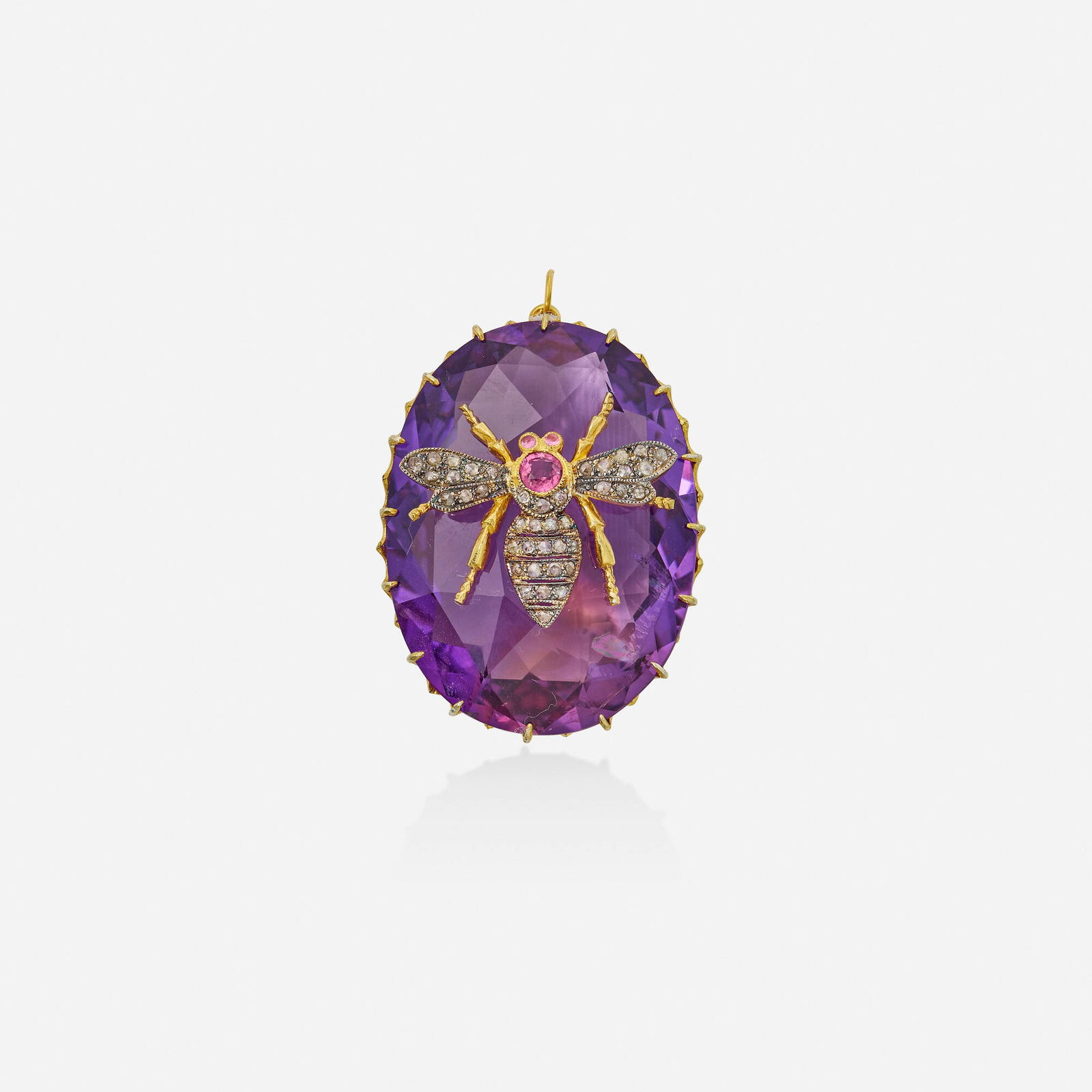Amethyst, pink sapphire, and diamond pendant (1 of 2)