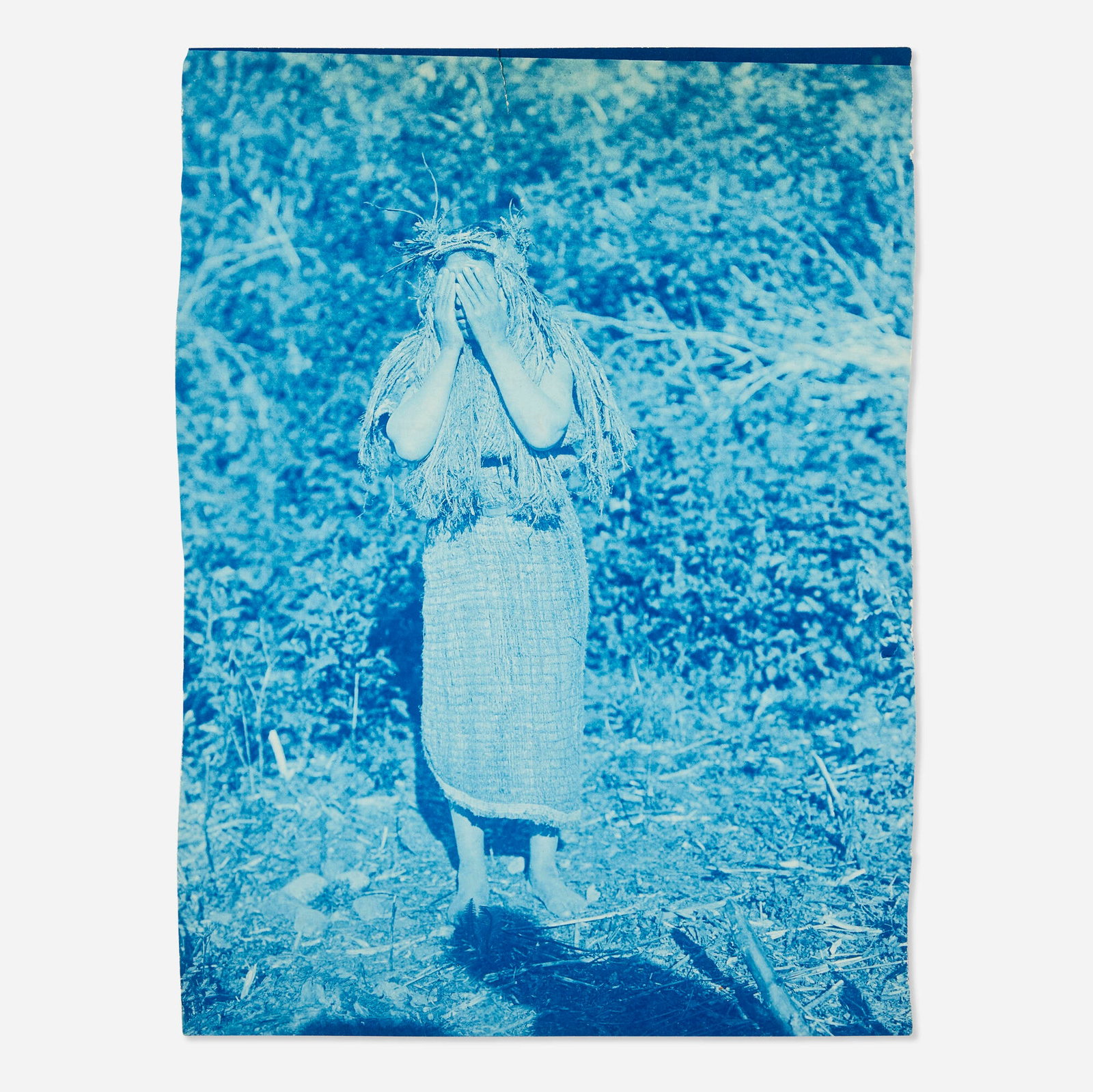 Edward S. Curtis, Woman Shaman Looking for Clairvoyant Visions - Clayoquot: Edward S. Curtis Woman Shaman Looking for Clairvoyant Visions - Clayoquot c.1916 vintage cyanotype 7.875 h x 5.875 w in (20 x 15 cm) Inscribed to verso 'West Coast A457X'. Proven