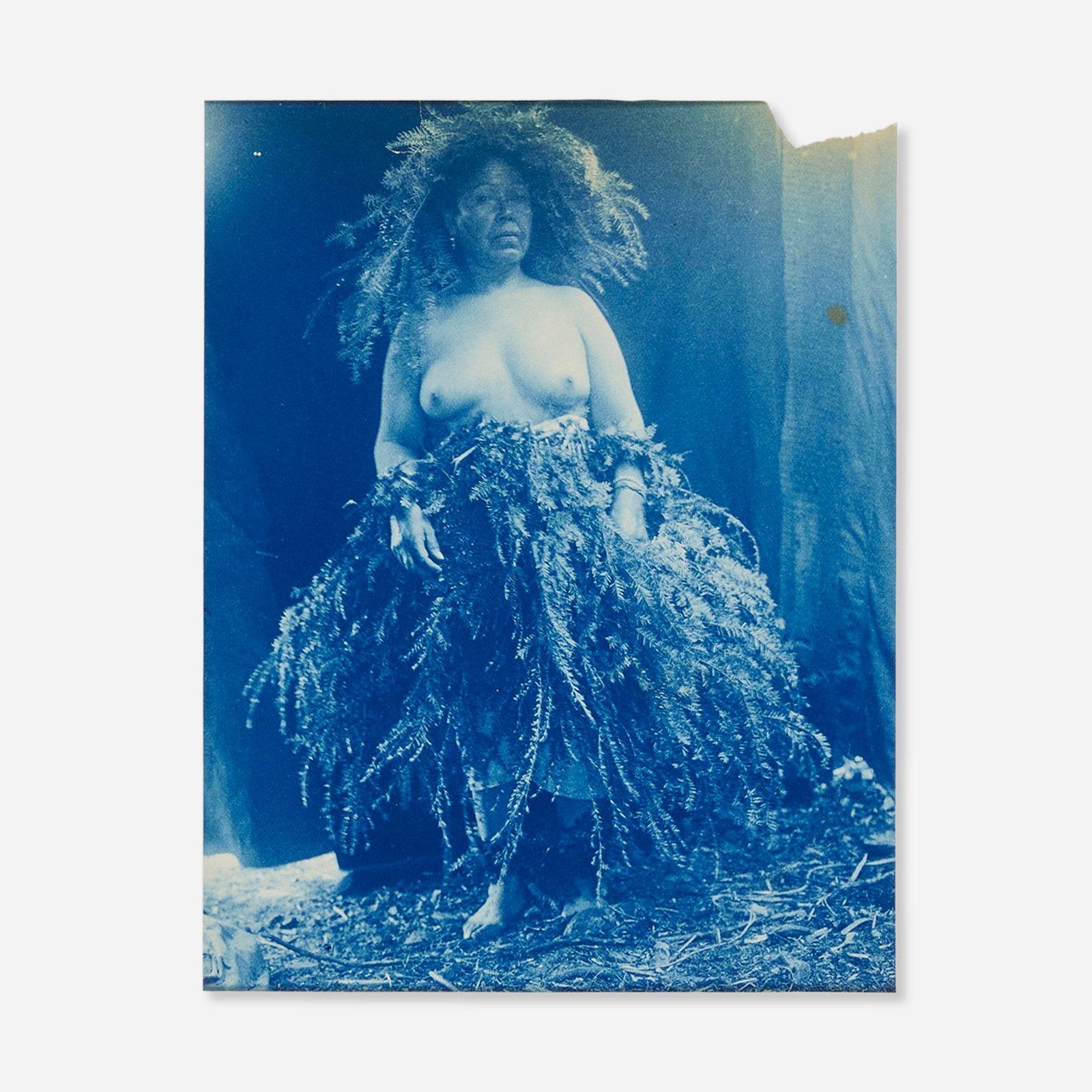 Edward S. Curtis, West Coast (Nude Ceremonial Costume): Edward S. Curtis West Coast (Nude Ceremonial Costume) c. 1916 vintage cyanotype 8 h x 6 w in (20 x 15 cm) Titled and inscribed to verso 'a384x West Coast'. Provenance: E