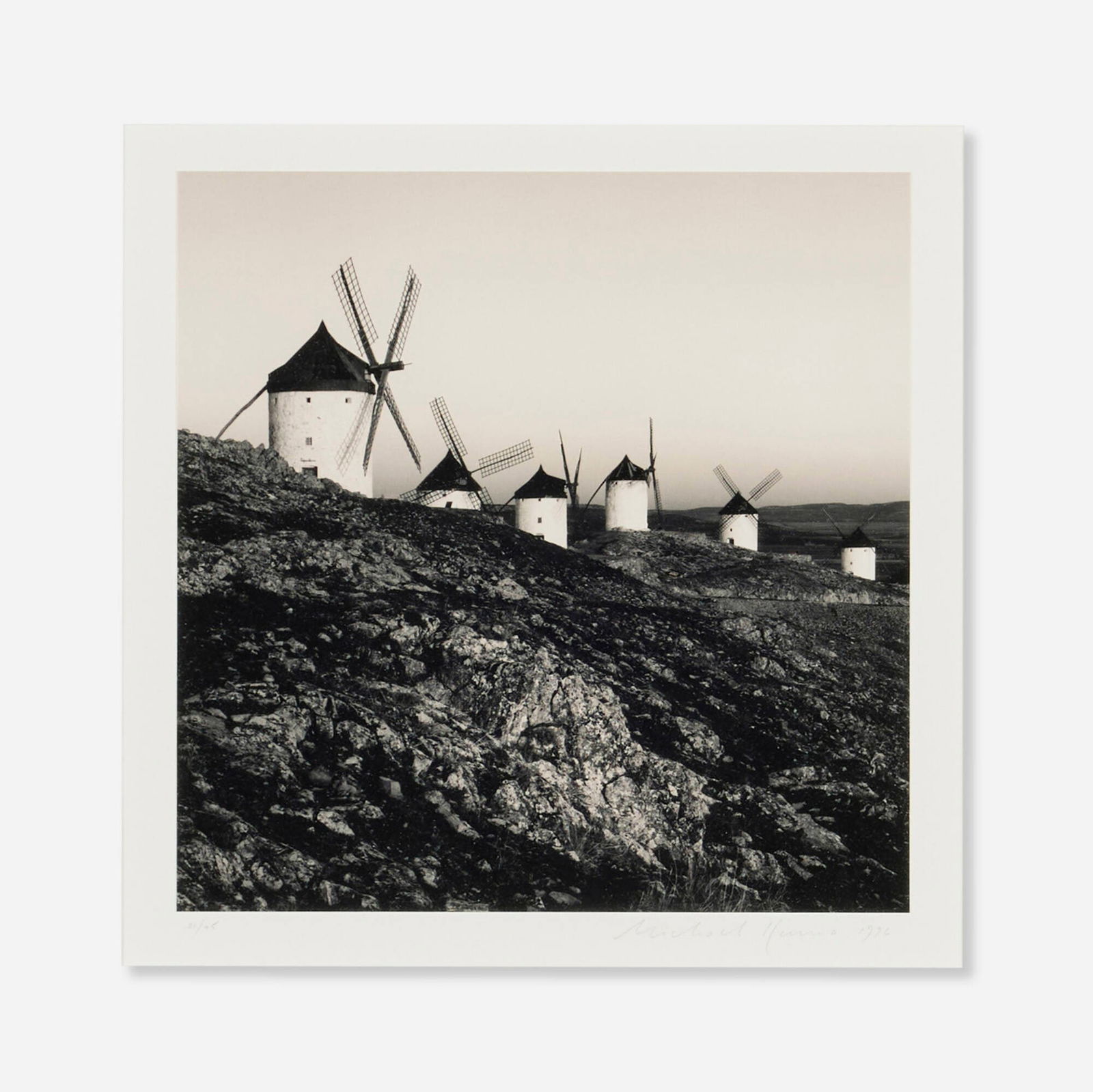 Michael Kenna, Quixote's Giants, Study 8, Consuegra, La Mancha: Michael Kenna Quixote's Giants, Study 8, Consuegra, La Mancha 1996 / printed 1998sepia toned gelatin silver print image: 7.625 h x 7.625 w in (19 x 19 cm) mount: 20 h x 16 w in (51 x 41 cm)
