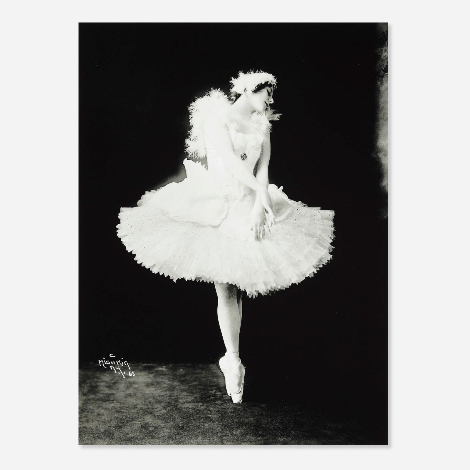 Herman Mishkin, Photograph of Anna Pavlova as the Swan for the ballet Swan Lake (1 of 3)