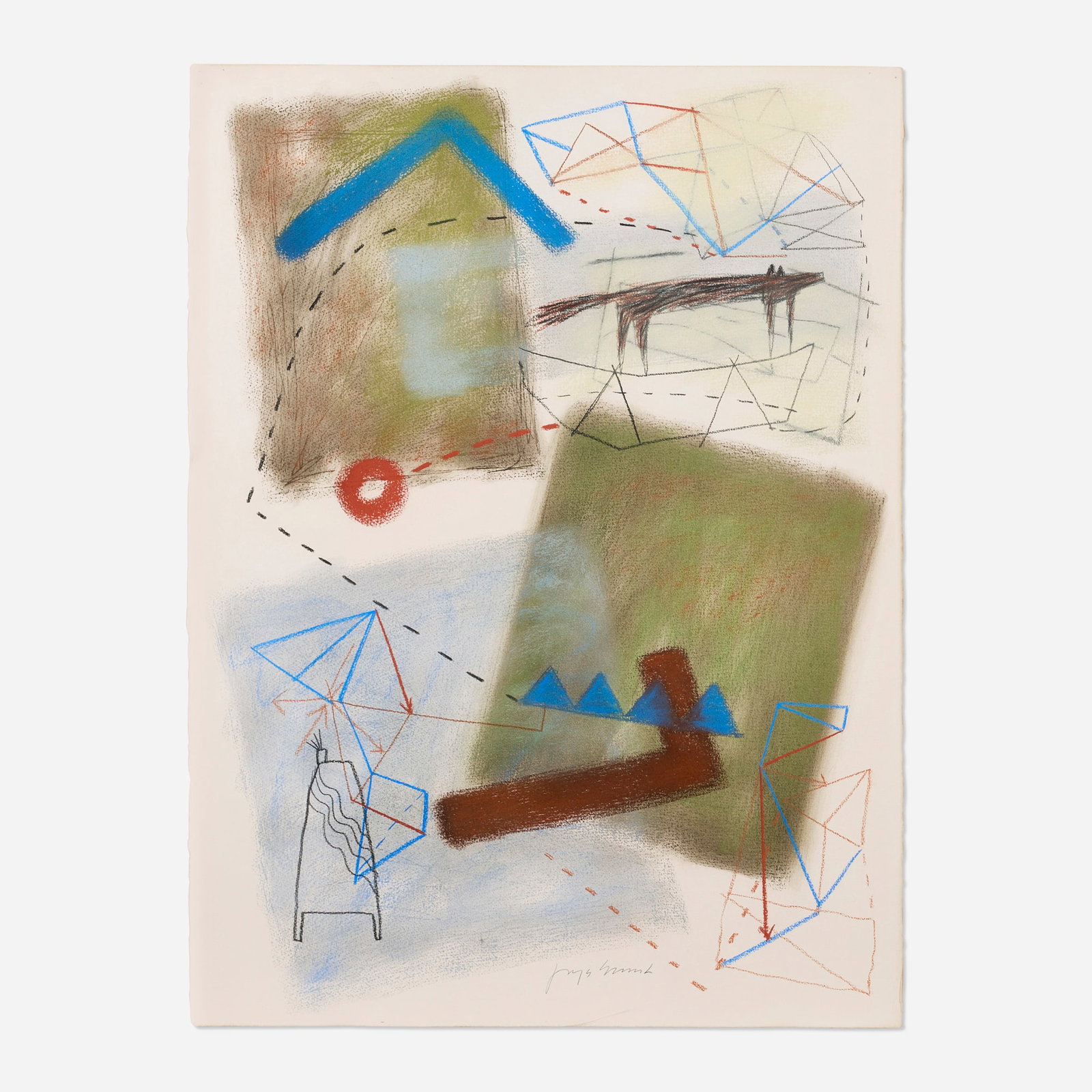 Jaune Quick-to-See Smith, 25M El Morro: Jaune Quick-to-See Smith 25M El Morro c. 1980pastel and charcoal on paper 30.125 h x 22 w in (77 x 56 cm) Signed to lower edge 'Jaune Smith'. Titled to verso '25M El Morro Series'.