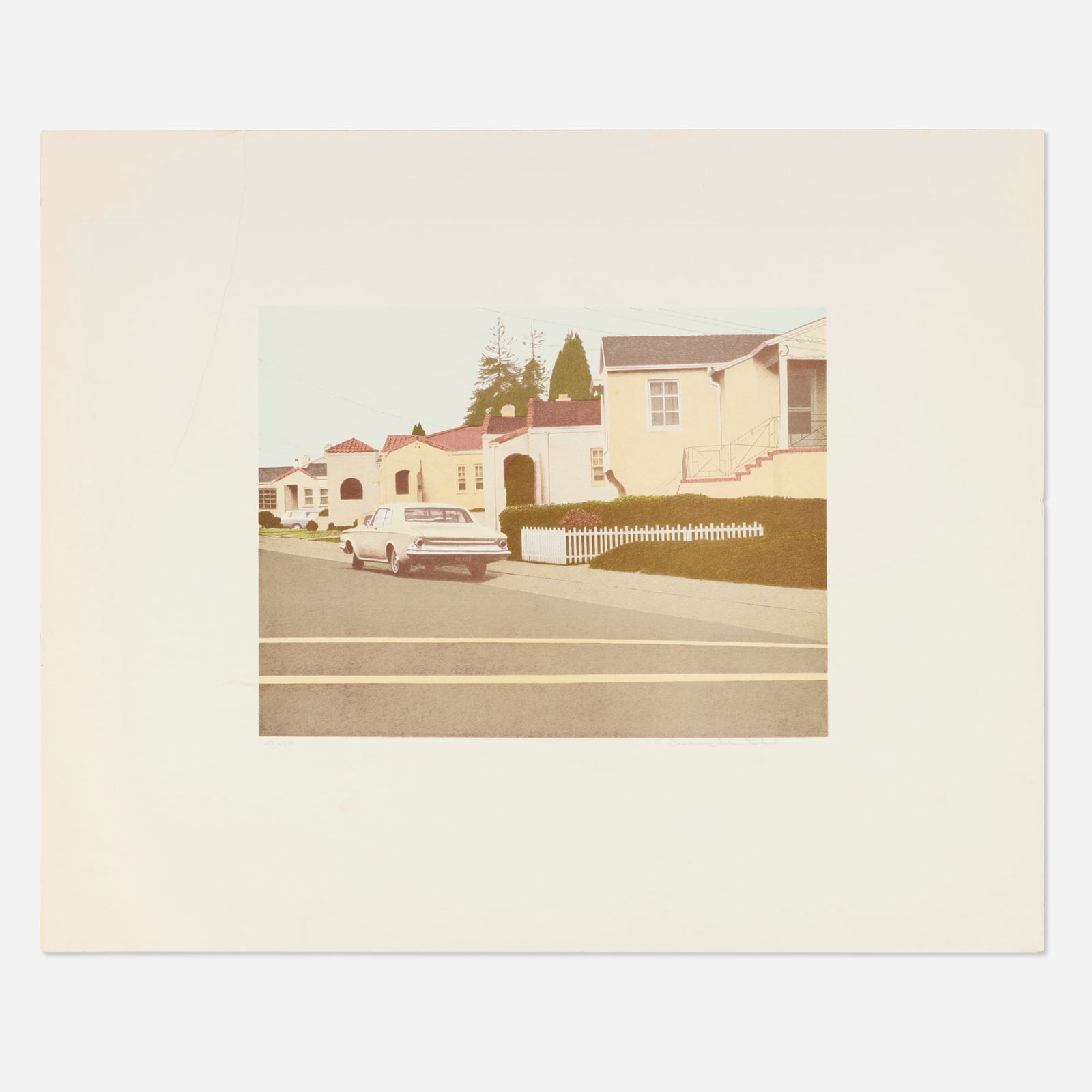 Robert Bechtle, '64 Chrysler: Robert Bechtle '64 Chrysler 1971lithograph in colors image: 12 h x 15.875 w in (30 x 40 cm) sheet: 23 h x 28 w in (58 x 71 cm) Signed and numbered to lower edge '49/250 Robert Bechtle'. Thi