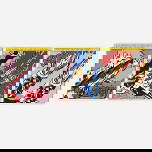 Roy Lichtenstein, As I Opened Fire (triptych): Roy Lichtenstein As I Opened Fire (triptych) 1966, 2000offset lithograph in colors image (each): 24.125 h x 20 w in (61 x 51 cm) sheet (each): 25.25 h x 20.875 w in (64 x 53 cm) Signed to l
