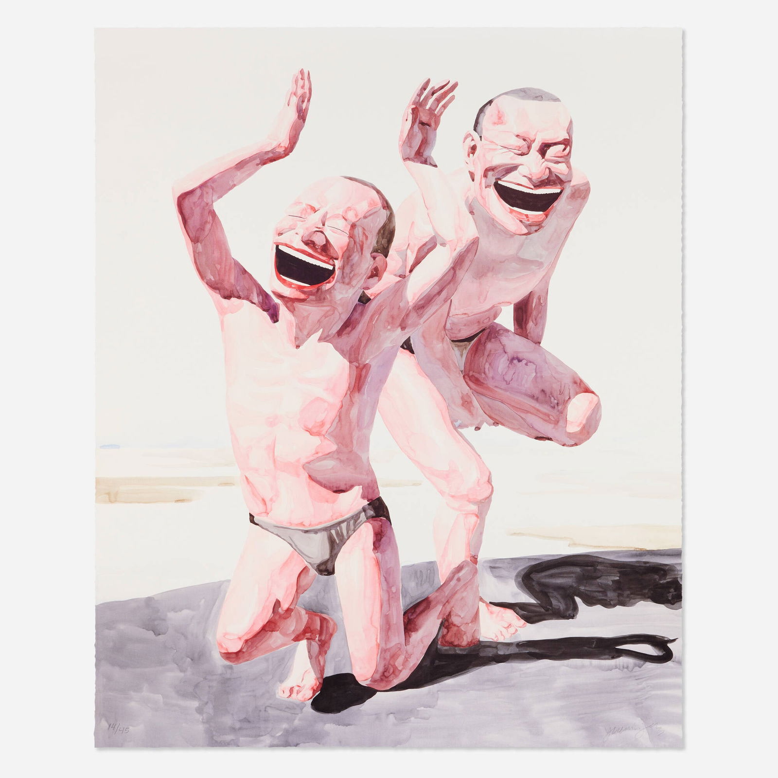 Yue Minjun, Untitled (Smile-ism No. 20): Yue Minjun Untitled (Smile-ism No. 20) 2006lithograph in colors 43.5 h x 35.5 w in (110 x 90 cm) Signed and numbered to lower edge '14/45 Yue Minjun'. This work is number 14 from the edition o