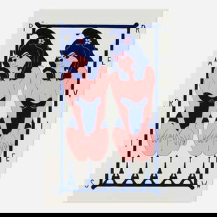 John Wesley, Untitled (Paris Review): John Wesley Untitled (Paris Review) 1965screenprint in colors image: 34.5 h x 23.125 w in (88 x 59 cm) sight: 39.5 h x 25.5 w in (100 x 65 cm) Signed and dated to lower edge 'John Wesley 65