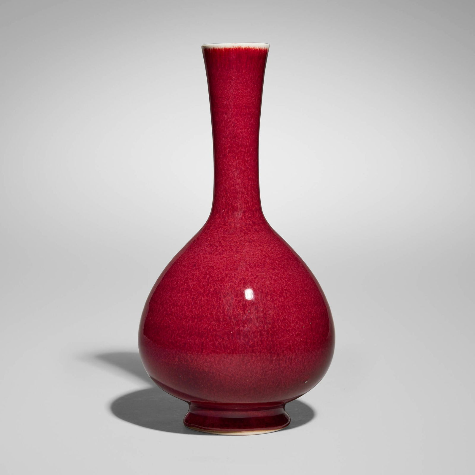 Brother Thomas Bezanson, Vase: Brother Thomas Bezanson Vase c. 1980copper red-glazed porcelain 12.5 h x 6.25 dia in (32 x 16 cm) Incised signature and inscription to underside 'Val Benedictine Monks Weston Vermont' with ich