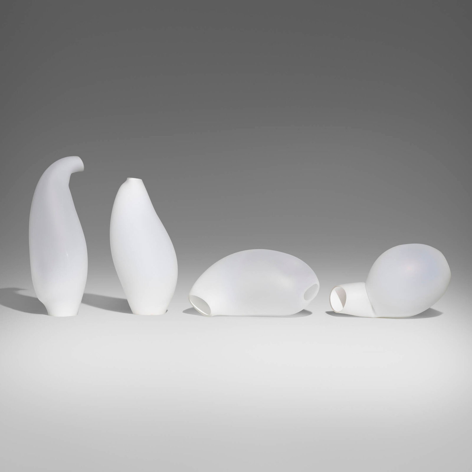 Jeremy Wintrebert, Tao sculptures, set of four: Jeremy Wintrebert Tao sculptures, set of four c. 2016 hand-blown glass largest: 32 h x 11 dia in (81 x 28 cm) smallest: 24 h x 14 dia in (61 x 36 cm) These works are unique.
