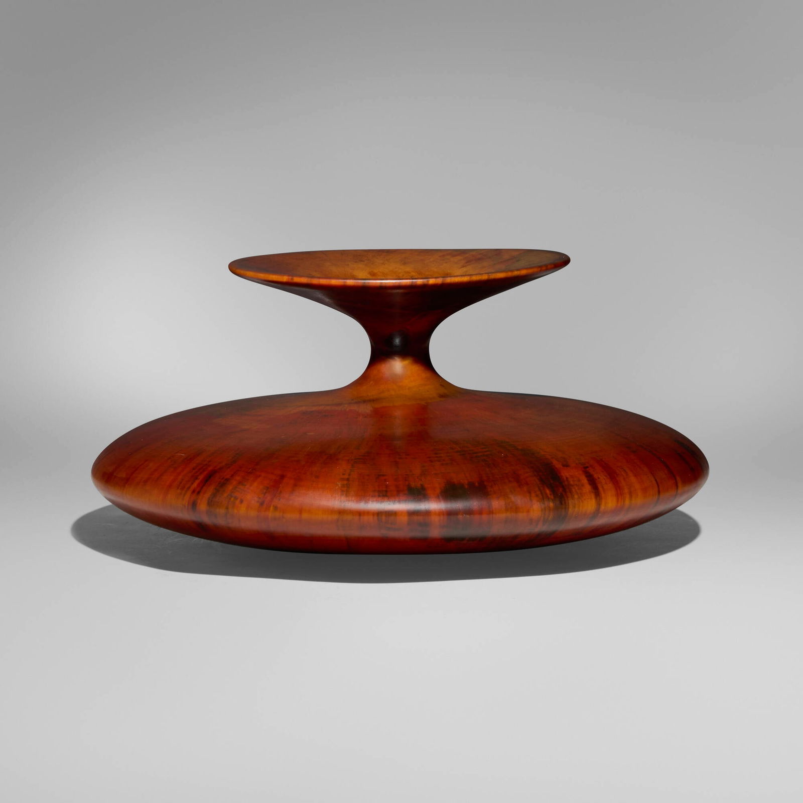 Ron Kent, Large Flare-Top Bottle: Ron Kent Large Flare-Top Bottle 1984Norfolk Island pine 8 h x 17.375 dia in (20 x 44 cm) Incised signature and date to underside 'Ron Kent Aug. 15 1984'. Provenance: Wo