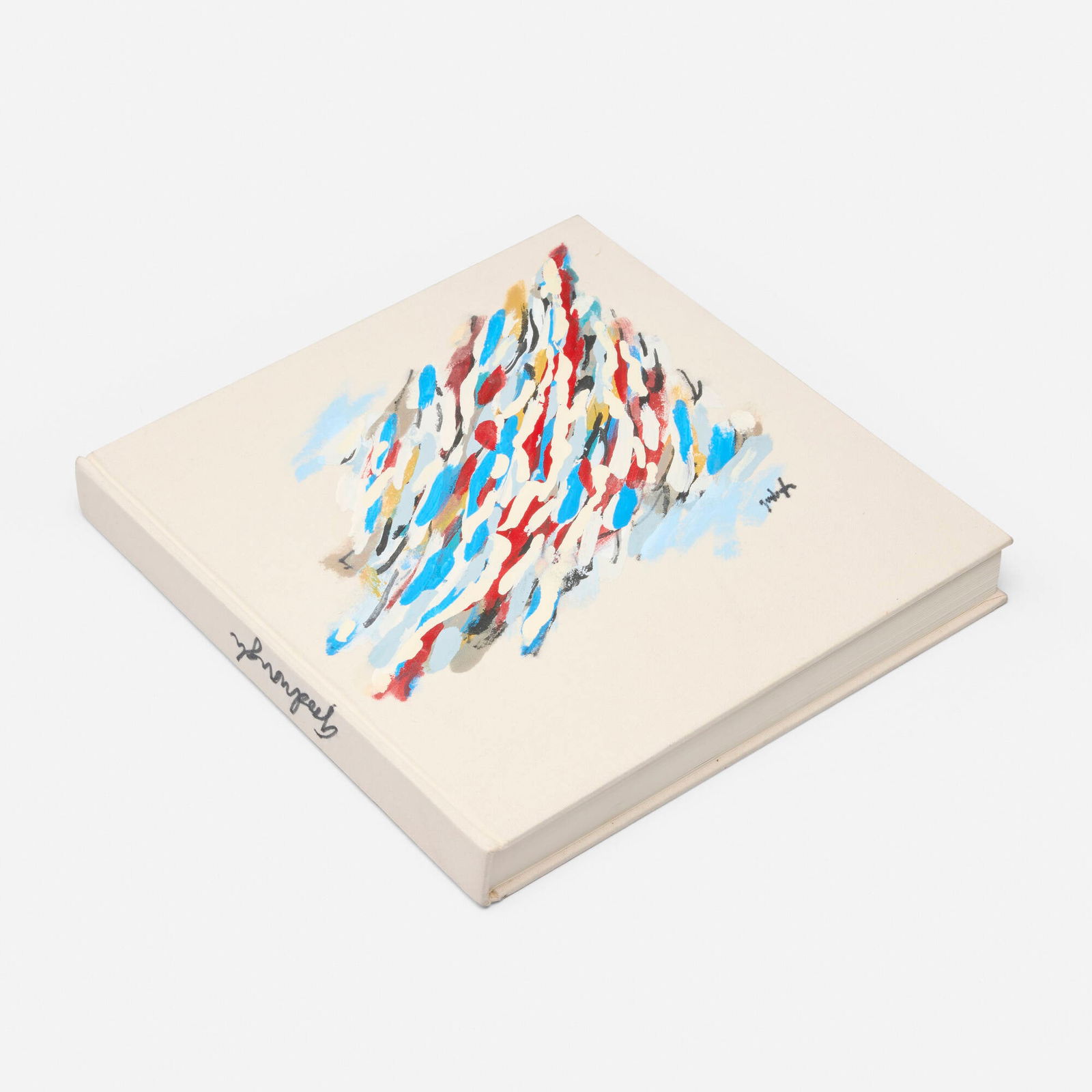 Robert Goodnough, Artist's monograph with hand-painted cover: Robert Goodnough Artist's monograph with hand-painted cover 1981oil on linen bound book 11.75 h x 12 w x 1.5 d in (30 x 30 x 4 cm) Signed to spine and lower right 'Goodnough'. This work with u