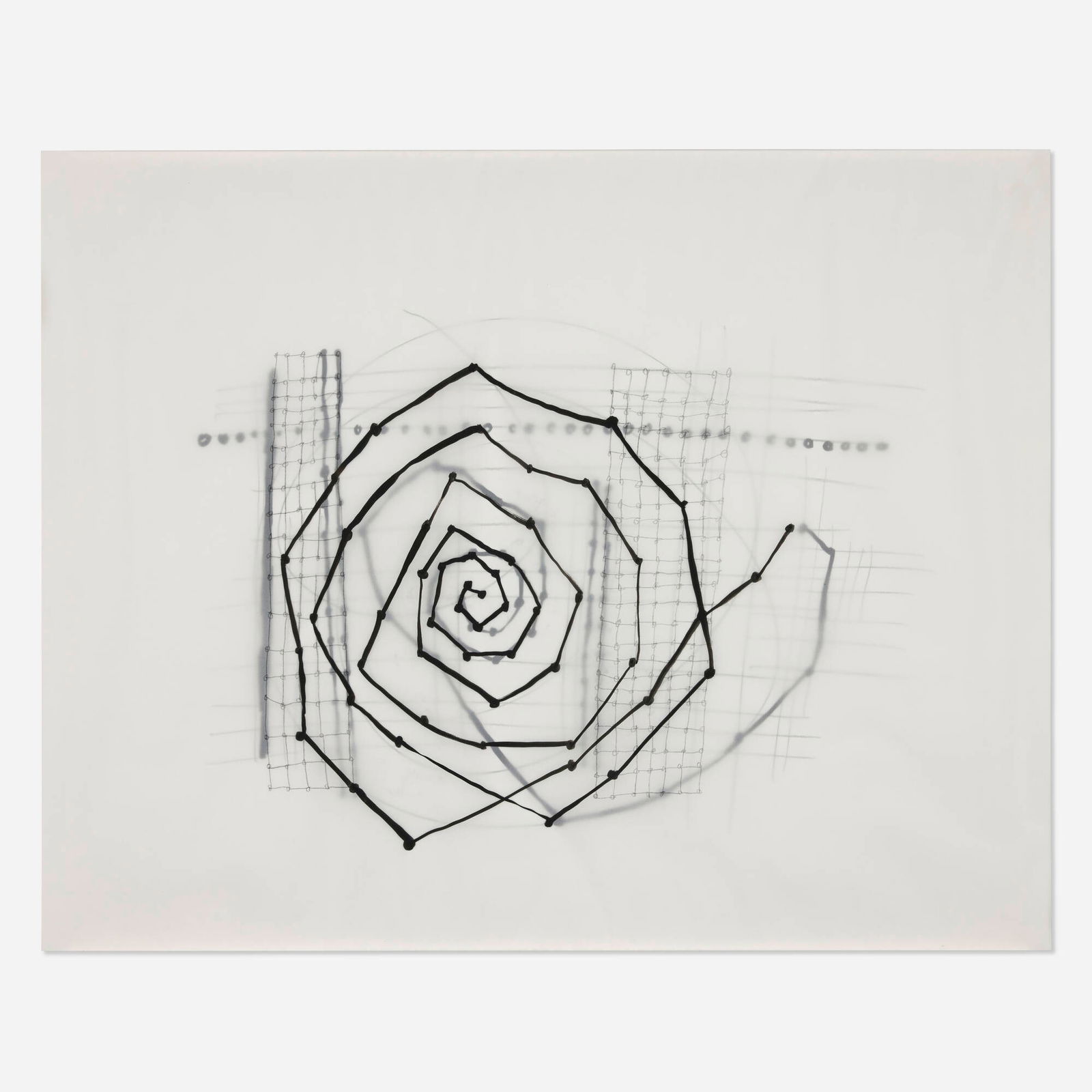 Susan Hefuna, Building: Susan Hefuna Building 2009ink and pencil on tracing paper sight: 18.625 h x 23.625 w in (47 x 60 cm) Provenance: Rhona Hoffman Gallery, Chicago | Private Collection