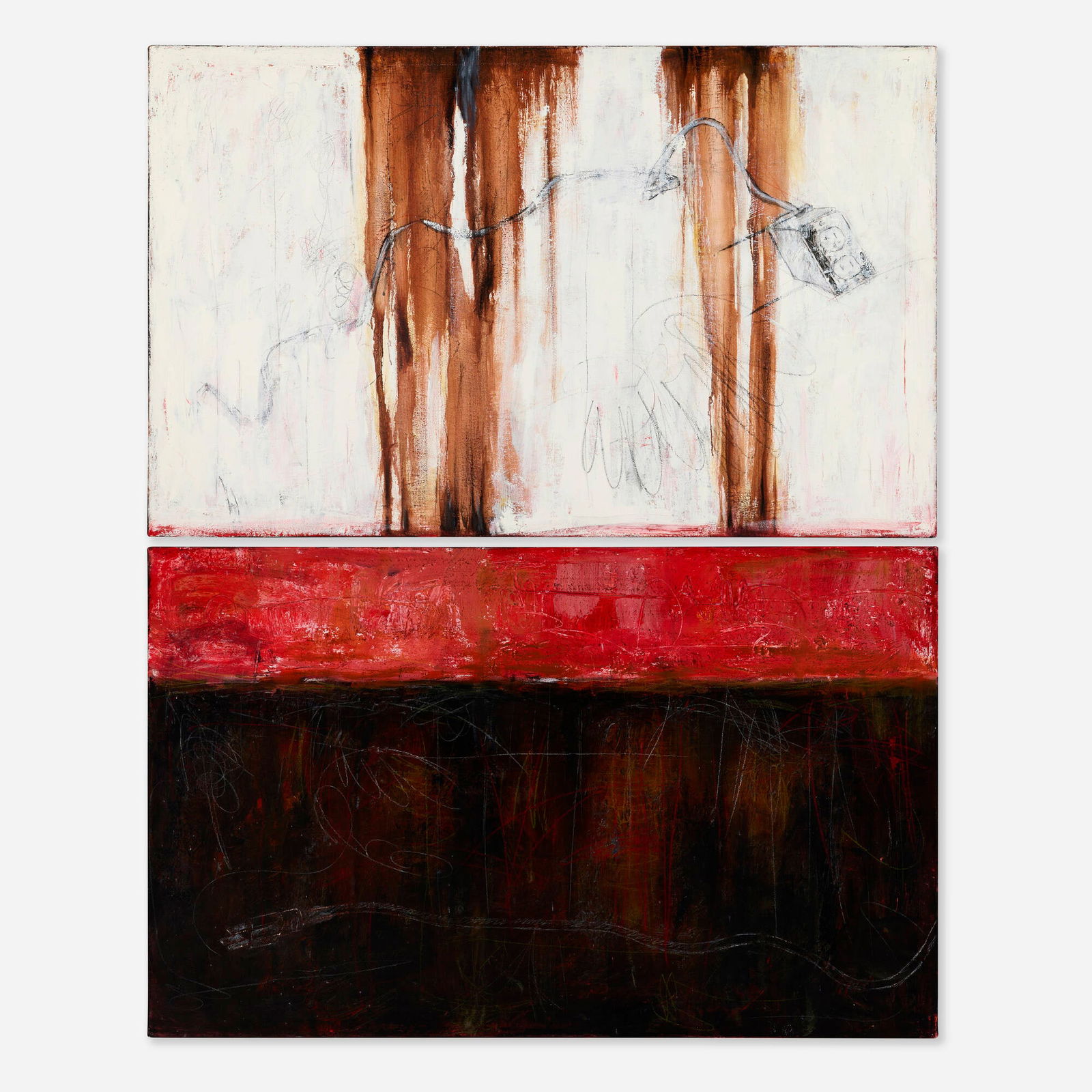 Cheryl Kelley, Unplugged (diptych): Cheryl Kelley Unplugged (diptych) 2000oil on canvas each: 30 h x 48 w in (76 x 122 cm) overall: 60 h x 48 w in (152 x 122 cm) Signed, titled and dated to verso of one panel 'Unplugged Chery