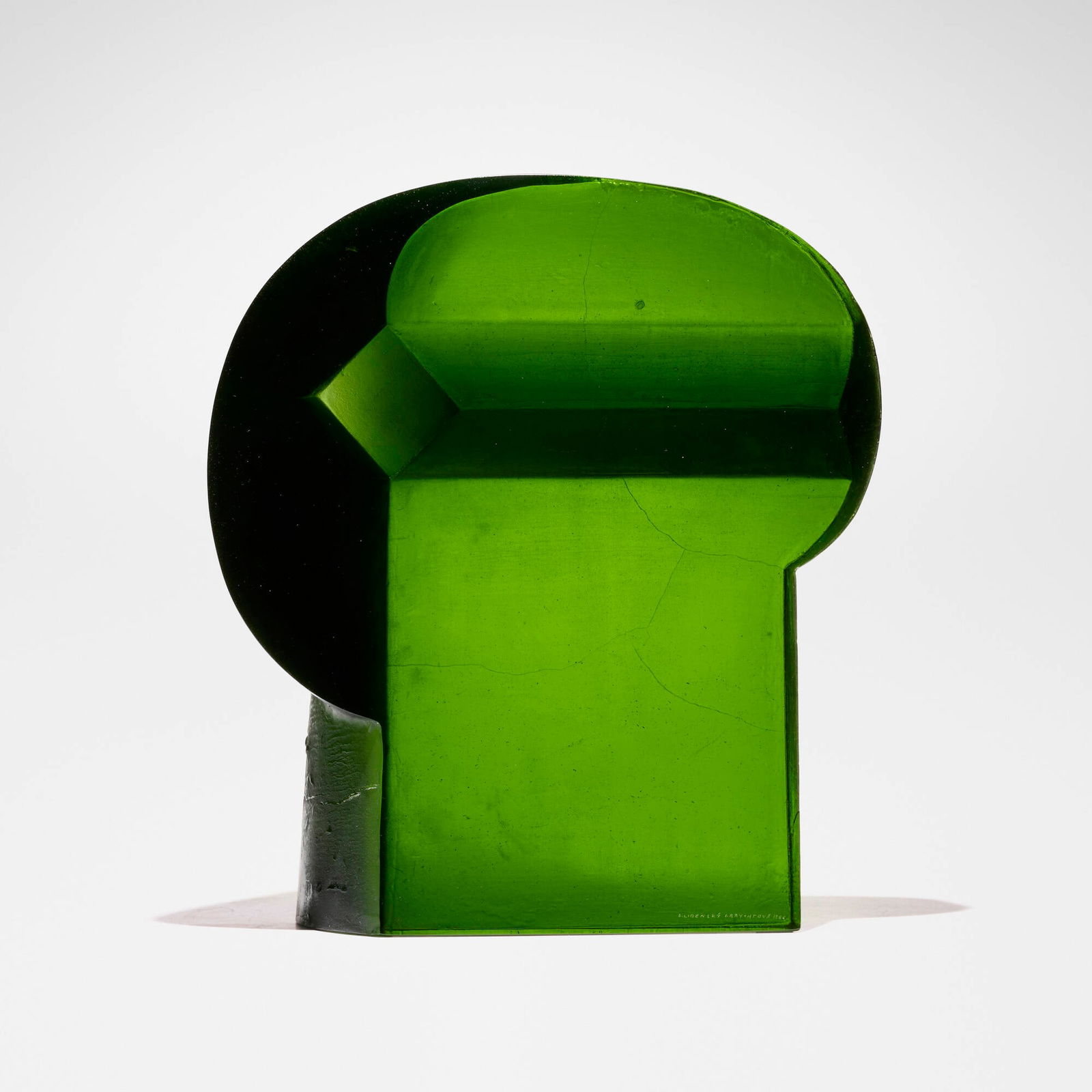 Stanislav Libensky and Jaroslava Brychtova, Head V; Untitled (Head V) (two works): Stanislav Libensky and Jaroslava Brychtova Head V; Untitled (Head V) (two works) 1986, 1997cast glass, charcoal on paper glass: 16.25 h x 14.375 w x 8.75 d in (41 x 37 x 22 cm) drawing (sight): 16