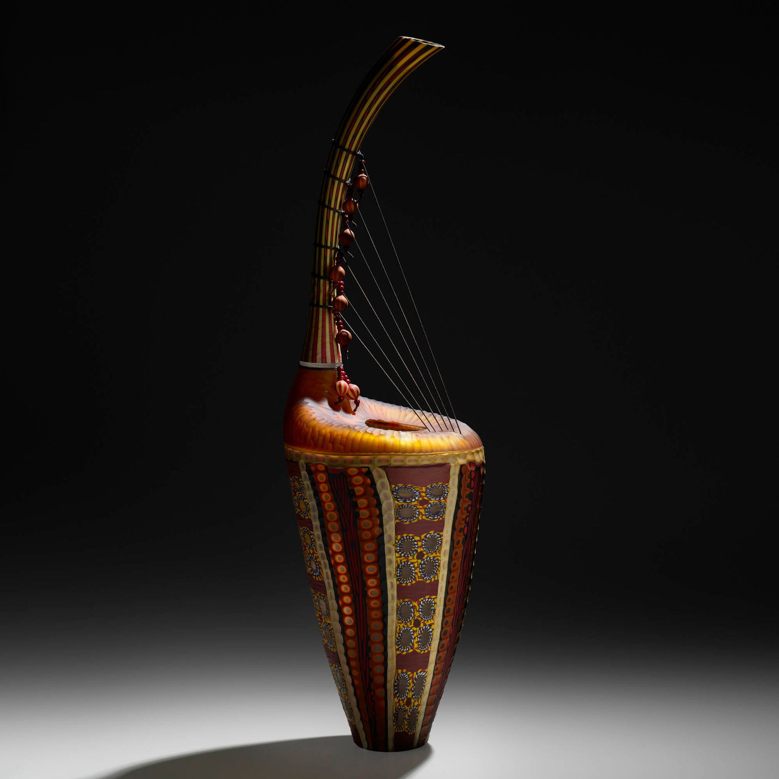 Davide Salvadore, Upright Tiraboson: Davide Salvadore Upright Tiraboson 2009hand-blown glass, inciso and battuto surface, leather string 39.5 h x 11.5 w x 11.5 d in (100 x 29 x 29 cm) Etched signature and date to top 'Davide Salv