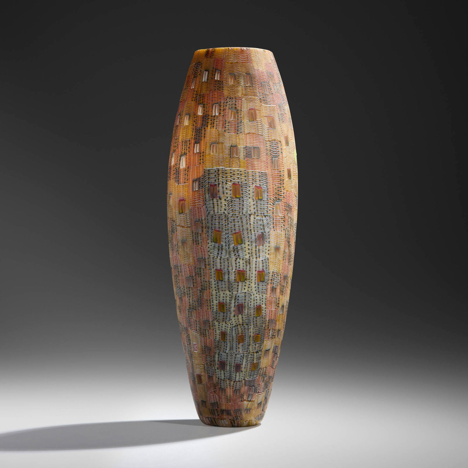 Giles Bettison, PS #60 (from the Paddock series): Giles Bettison PS #60 (from the Paddock series) 1999cold-assembled and hot-formed murrine, ground surface 16 h x 5.625 dia in (41 x 14 cm) Etched signature, title and date to underside 'Giles