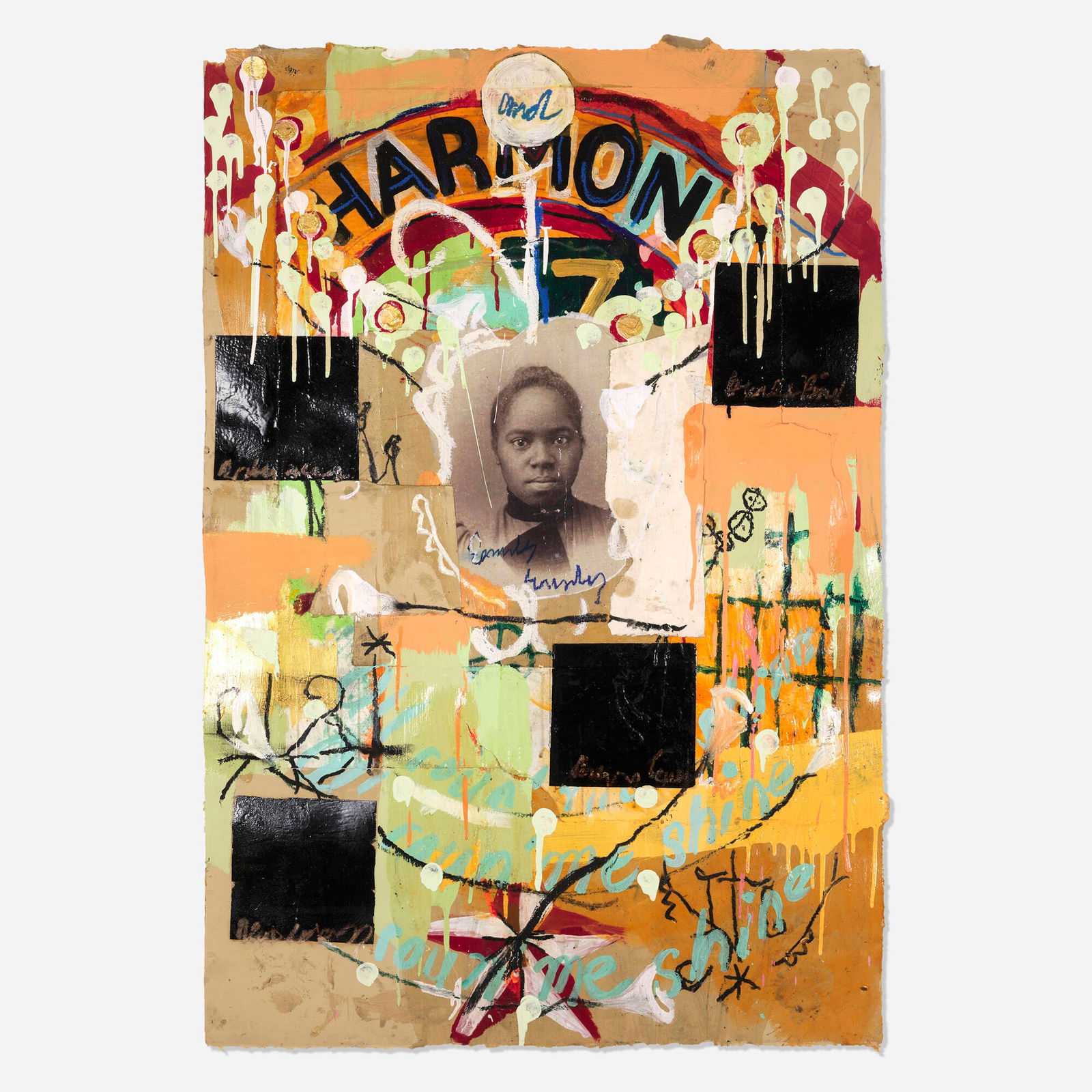 Radcliffe Bailey, Harmony 2: Radcliffe Bailey Harmony 2 1995mixed media on paper 44.5 h x 30 w in (113 x 76 cm) Provenance: Fay Gold Gallery, Atlanta | Acquired from the previous in 1995 by the present ow