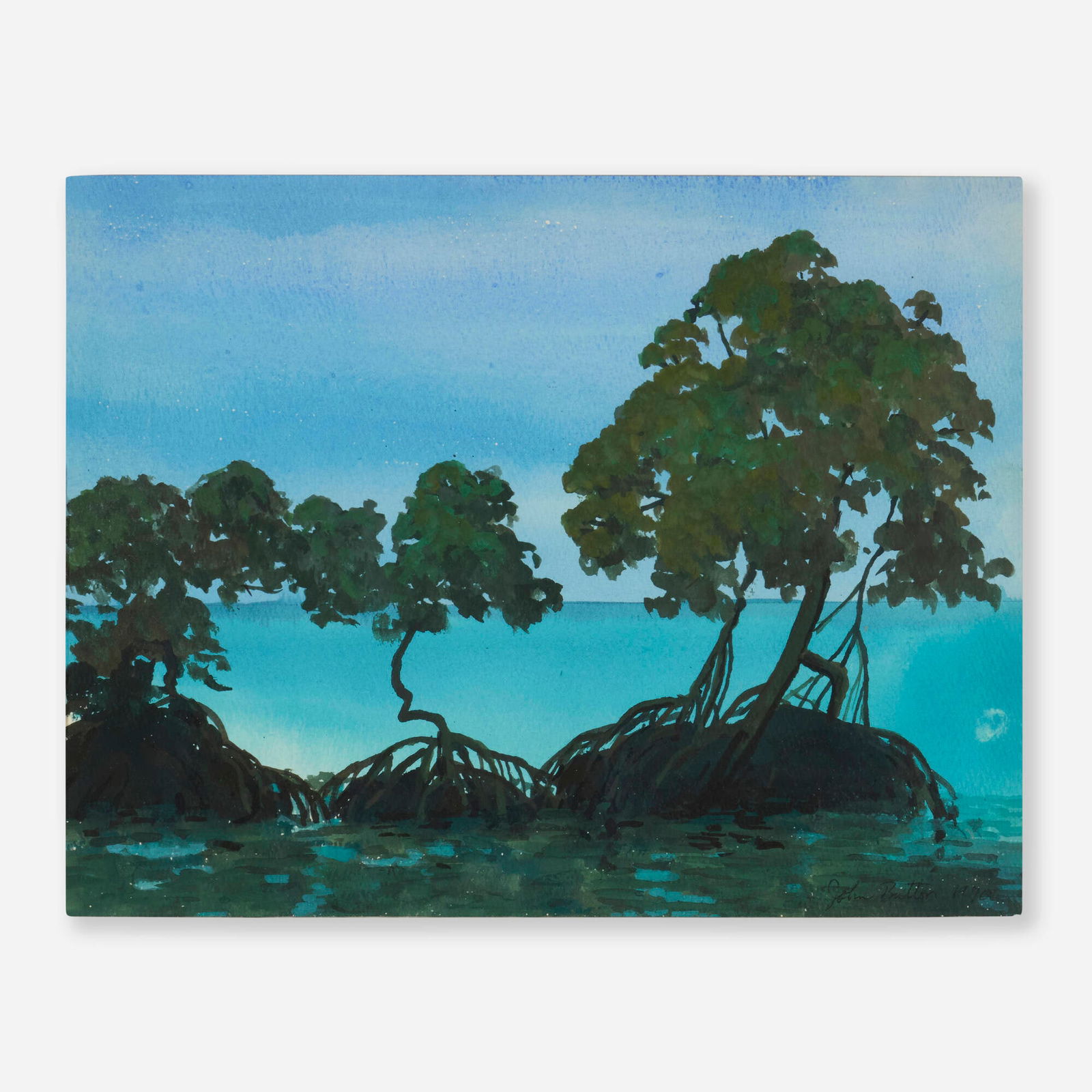 John Button, Untitled: John Button Untitled 1970gouache on paper sight: 8.875 h x 11.375 w in (23 x 29 cm) Signed and dated to lower right 'John Button 1970'. This work will ship from Lambertvill