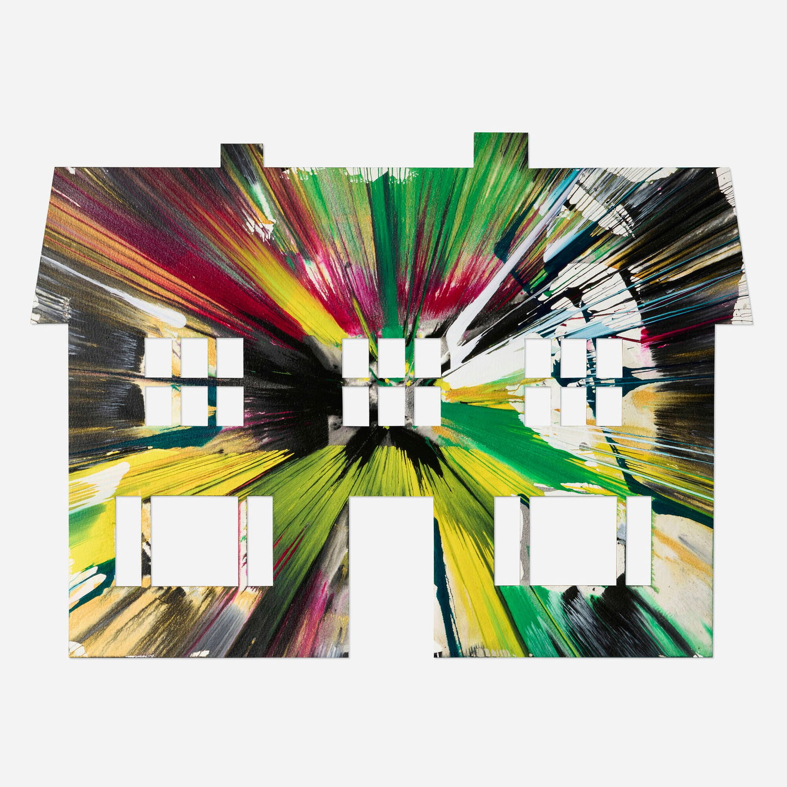 Damien Hirst, House Spin Painting: Damien Hirst House Spin Painting 2009acrylic on paper 20 h x 27.25 w in (51 x 69 cm) This work was created with public collaboration at the Damien Hirst Spin Workshop to celebrate the opening