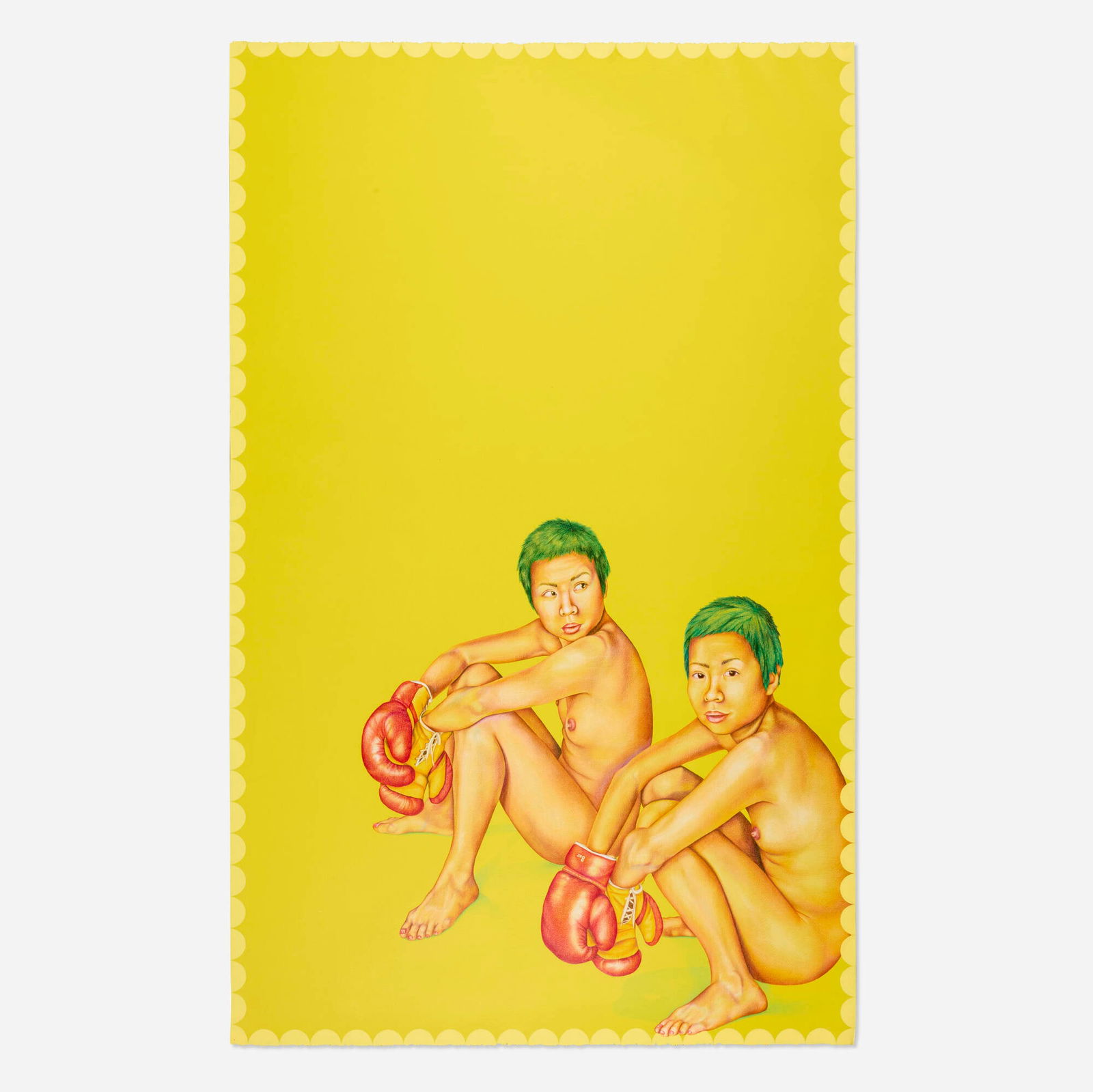 Su-En Wong, Untitled (Boxers): Su-En Wong Untitled (Boxers) 2001colored pencil and acrylic on paper 81 h x 50.625 w in (206 x 129 cm) This work will ship from Lambertville, New Jersey.