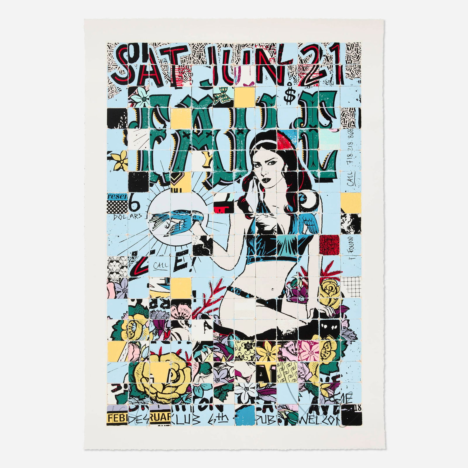 FAILE, Live Brighton Beach: FAILE Live Brighton Beach 201018-color screenprint on Coventry cotton rag image: 35 h x 23.25 w in (89 x 59 cm) sheet: 39 h x 27.5 w in (99 x 70 cm) Signed and dated to lower edge '1986 Fai