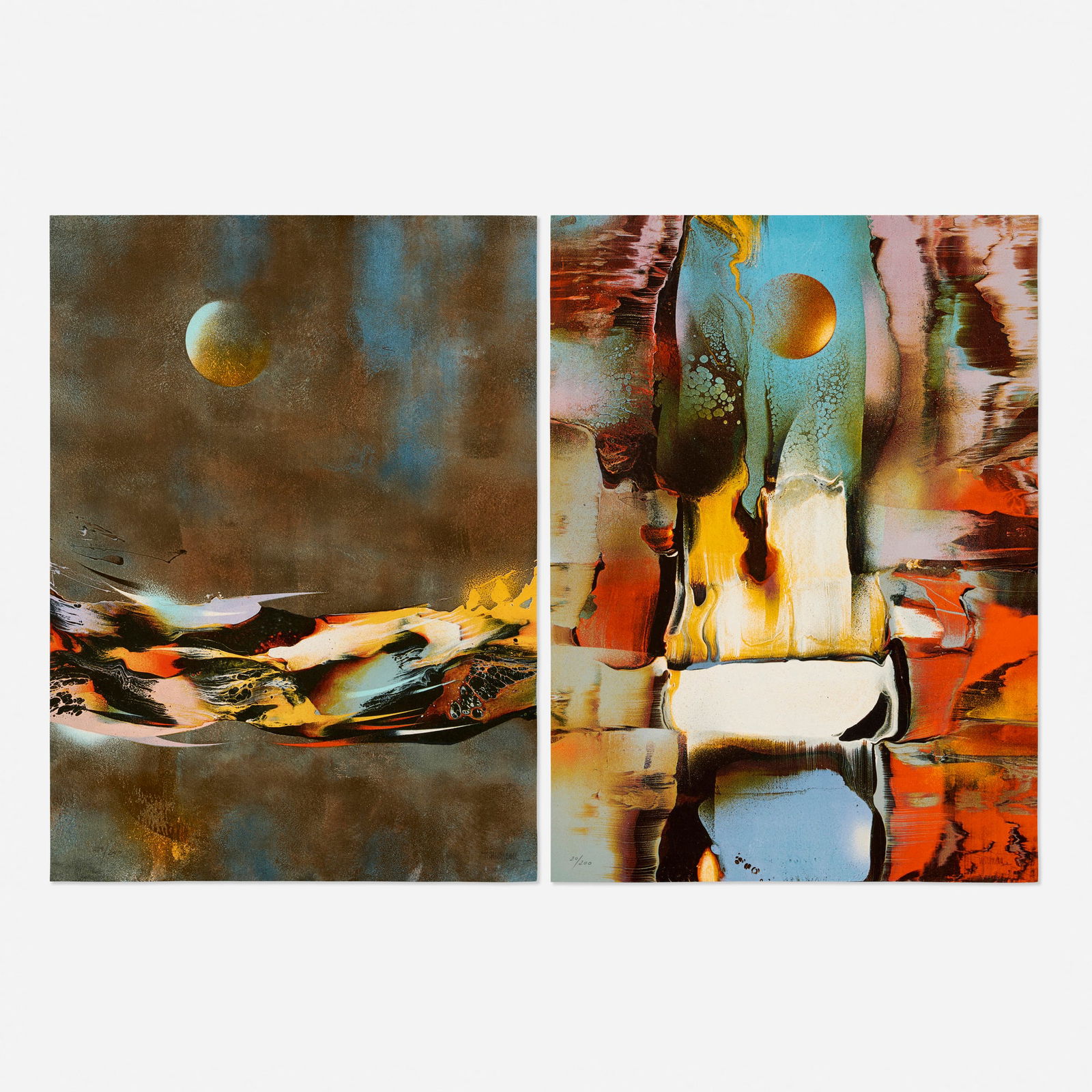 Leonardo Nierman, Energia Cosmica I; Energia Cosmica IV (two works from the Energia Cosmica suite) (1 of 1)