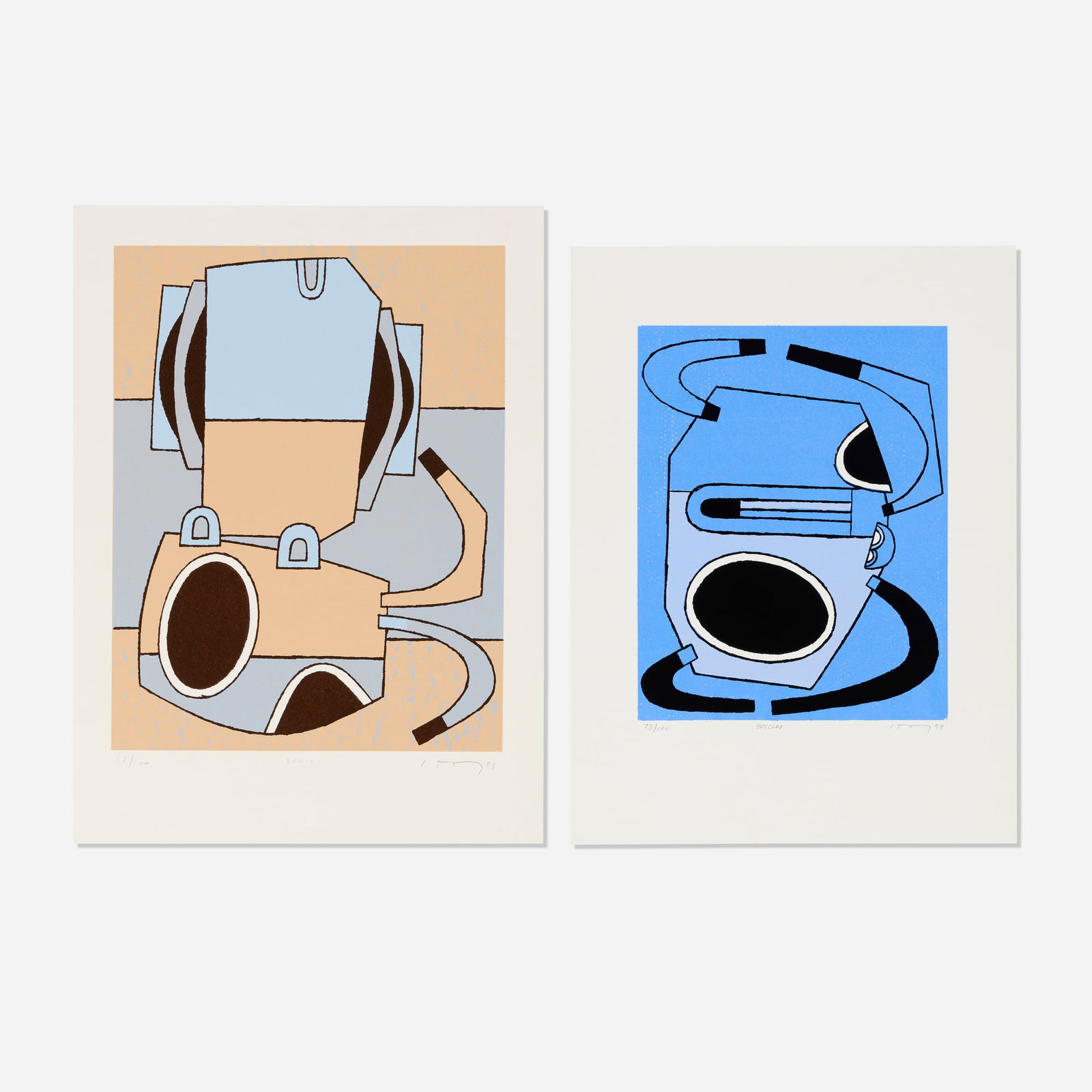 David Storey, Boychax; Bonix (two works): David Storey Boychax; Bonix (two works) 1999screenprint in colors 23 h x 17 w in (58 x 43 cm) 21.5 h x 16 w in (55 x 41 cm) Signed, titled, dated and numbered to lower edge of each work '17